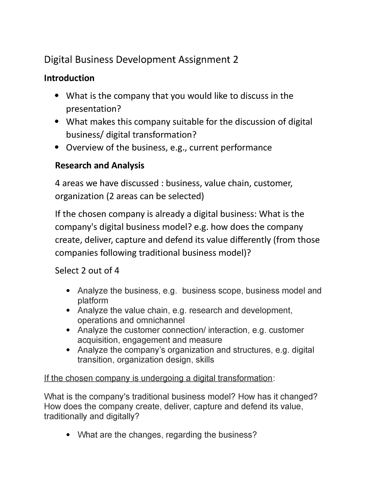 digital business development assignment 2