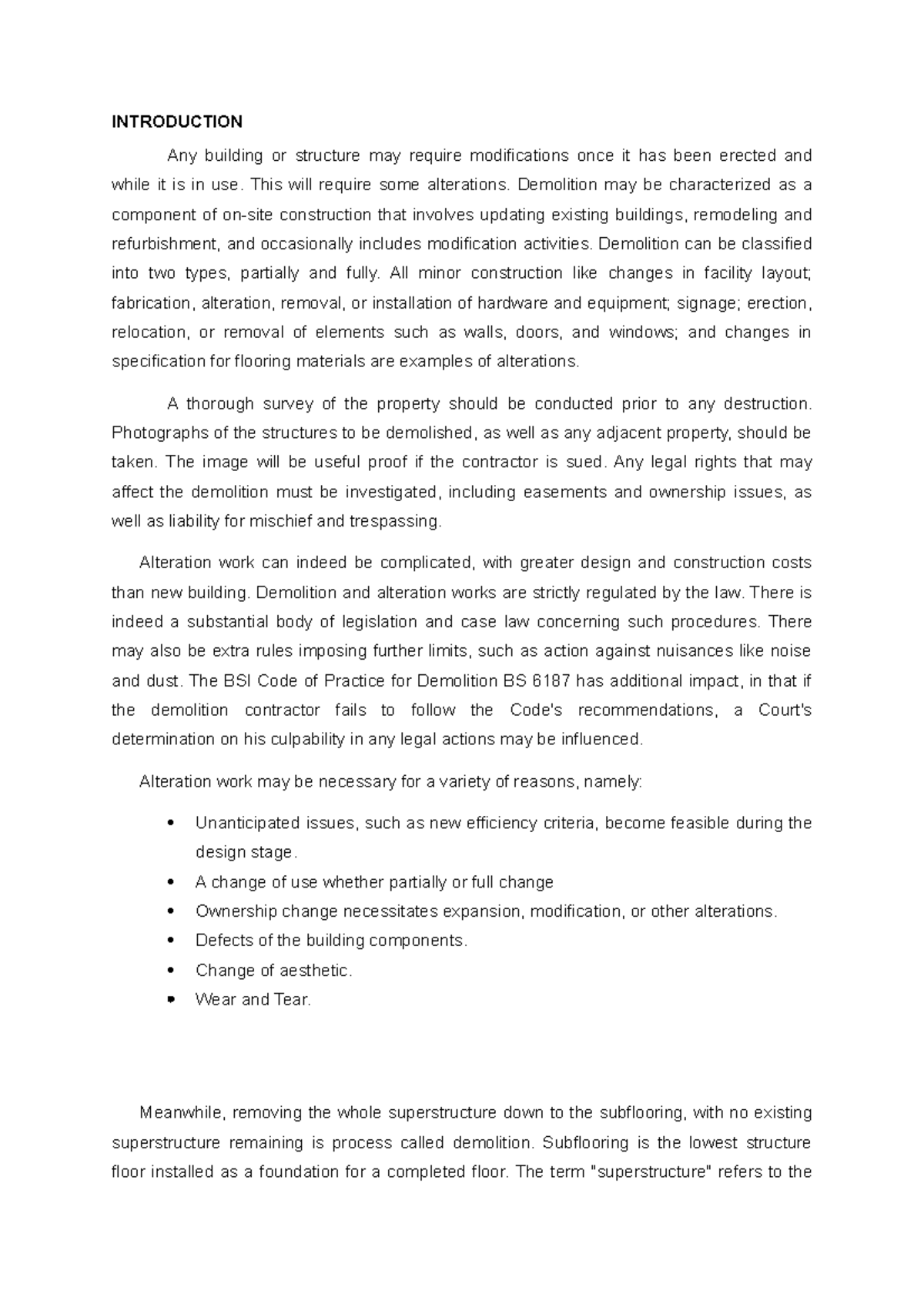 Constech ASSIGNEMNT - INTRODUCTION Any building or structure may ...