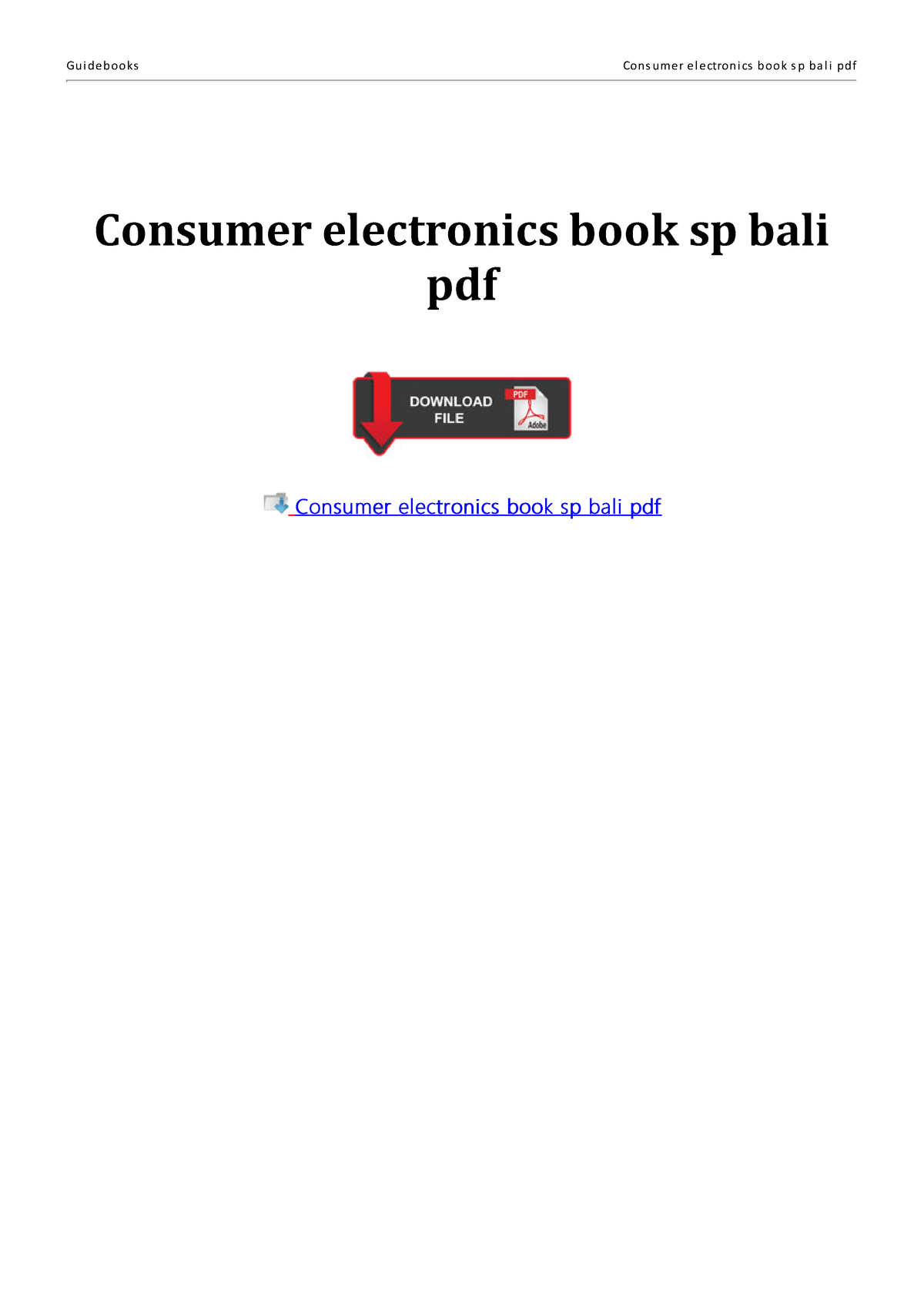 Pdfcoffee - Guidebooks Cons umer electronics book s p ba li pdf Consumer  electronics book sp bali - Studocu