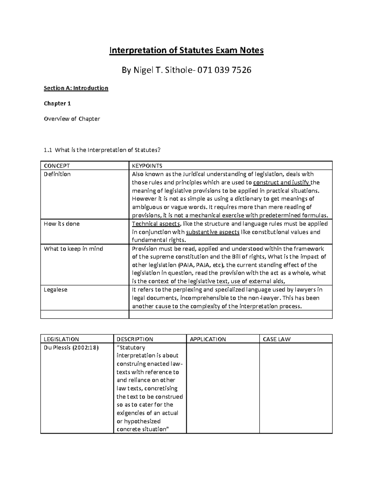 SCL1501-interpretation of statutes exam notes - Interpretation of ...