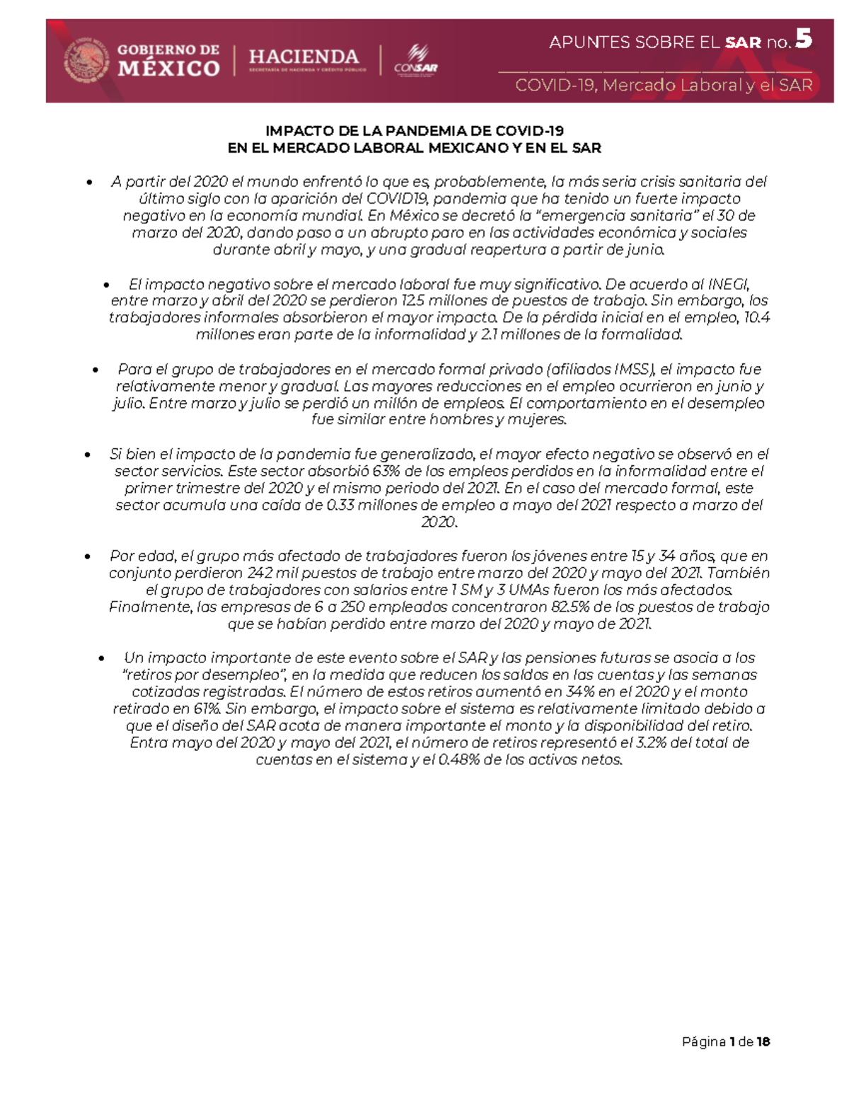 AP-05-2021 Impacto de la Pandemia en el Mercado Laboral VFF - - Studocu
