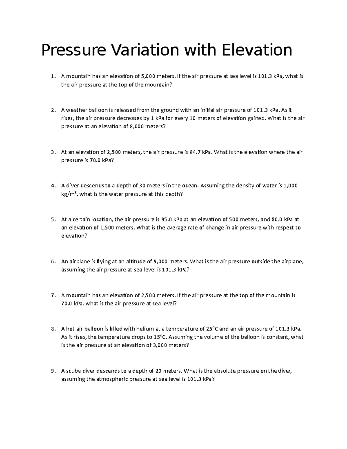 pressure-variation-with-elevation-if-the-air-pressure-at-sea-level-is