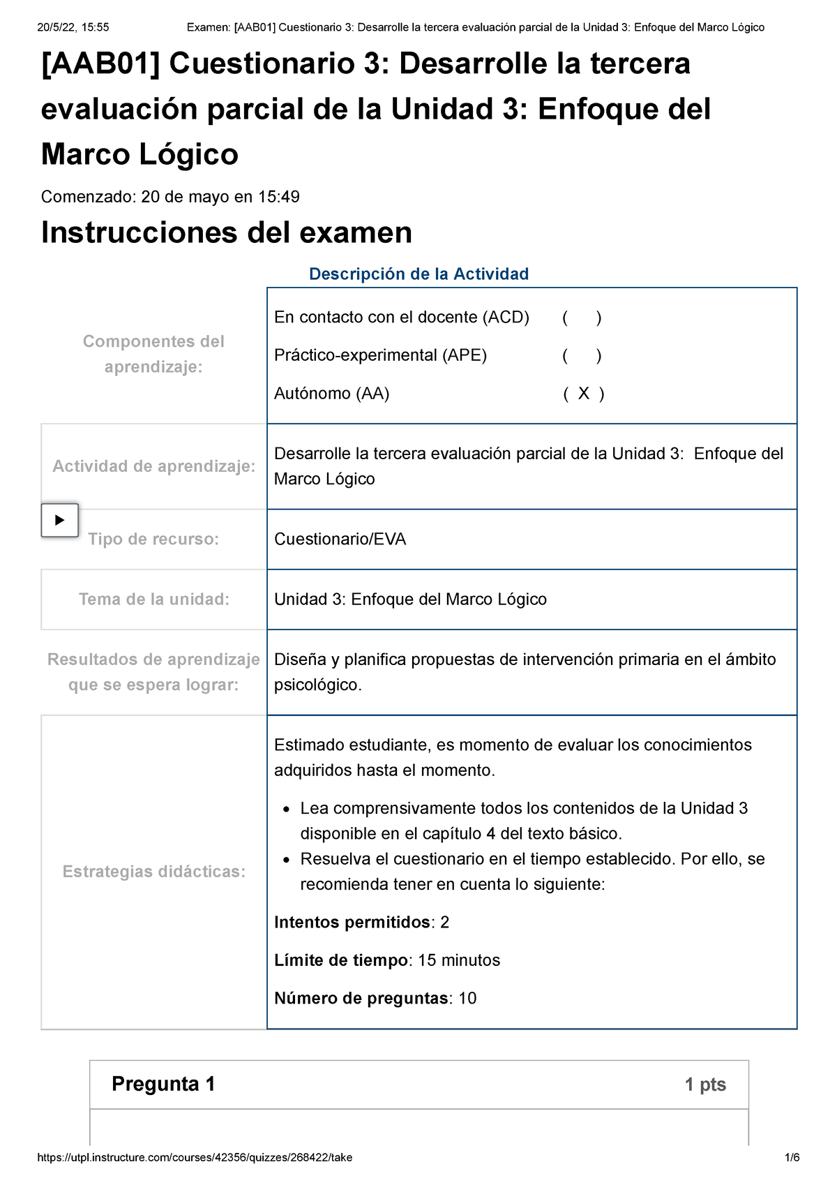 Examen Aab01 Cuestionario 3 Desarrolle La Tercera Evaluación Parcial