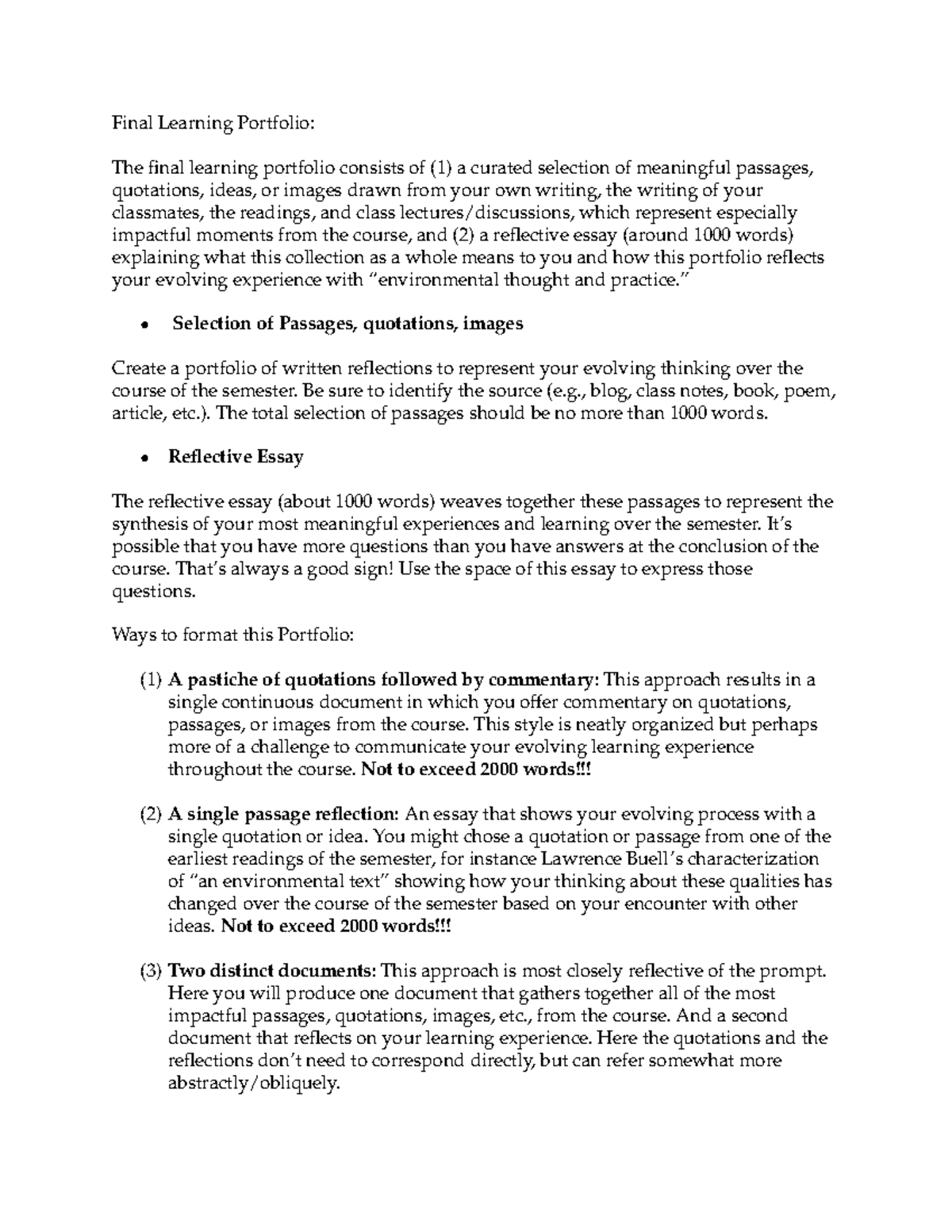 Final Learning Portfolio - ” Selection of Passages, quotations, images ...