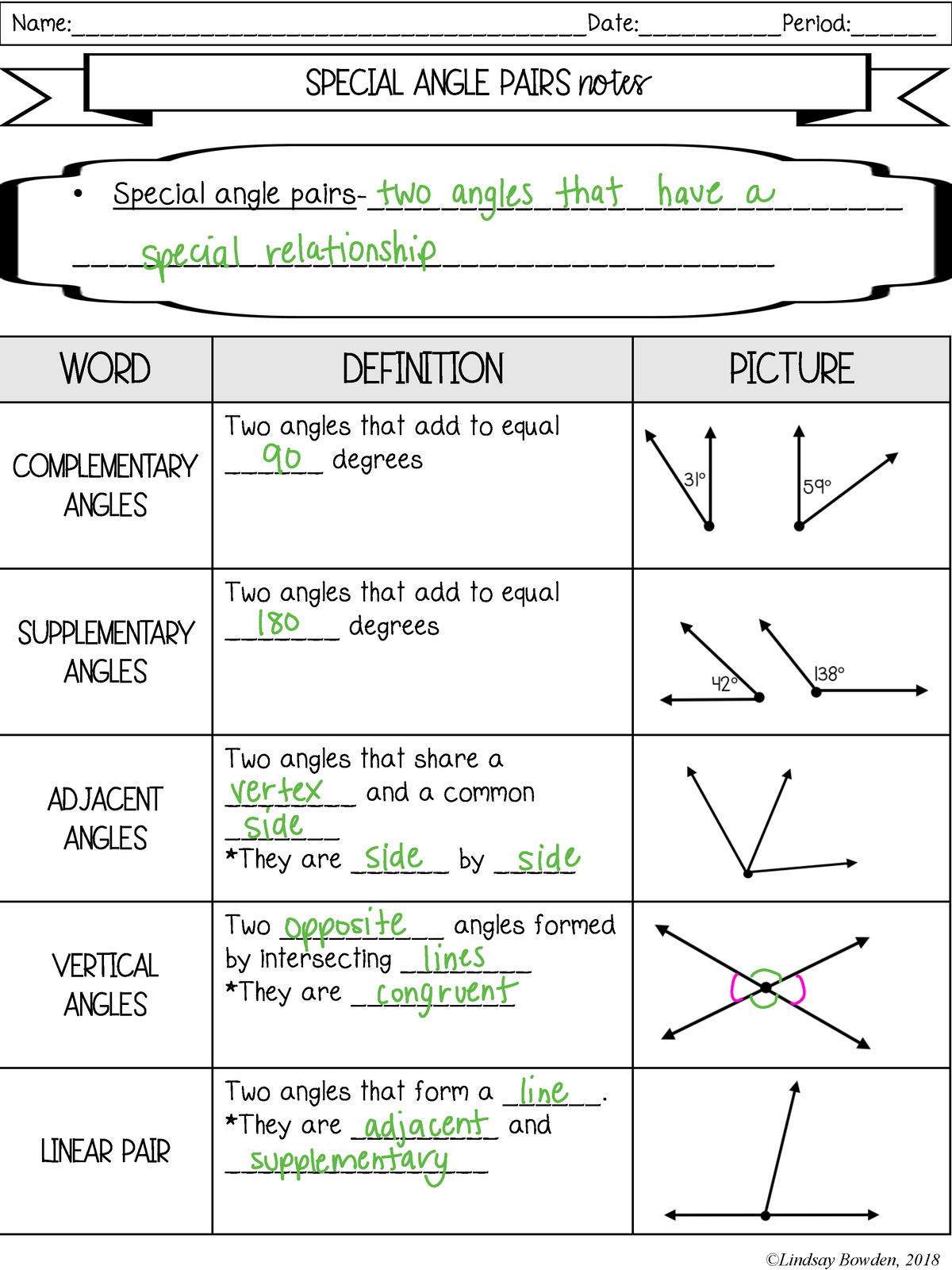 Nah Nah Nah Nah - • Special Angle Pairs 