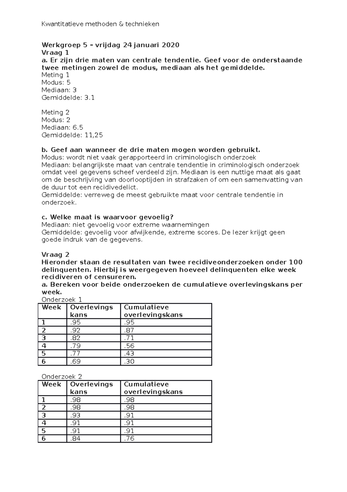 Werkgroep 5 - Kwantitatieve Methoden & Technieken Werkgroep 5 – Vrijdag ...