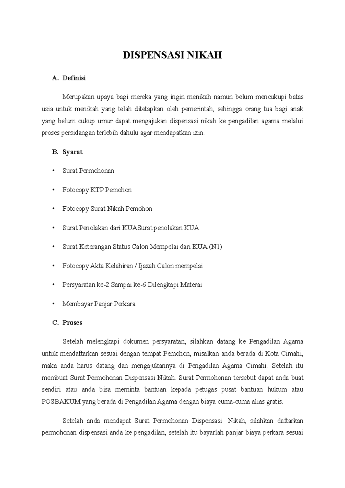 Dispensasi Nikah - DISPENSASI NIKAH A. Definisi Merupakan Upaya Bagi ...