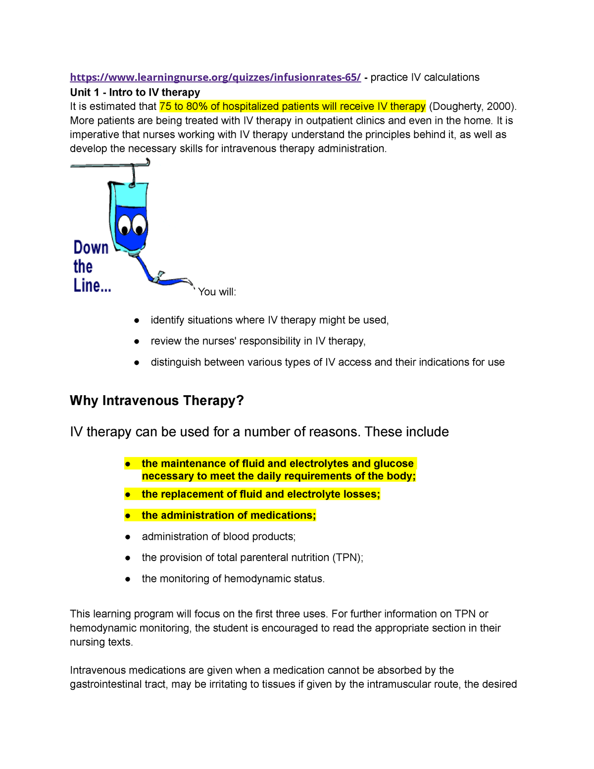 2231 IV Therapy full notes learningnurse/quizzes/infusionrates65