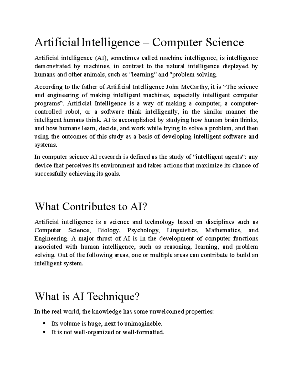 Artificial Intelligence – Computer Science - Artificial Intelligence ...