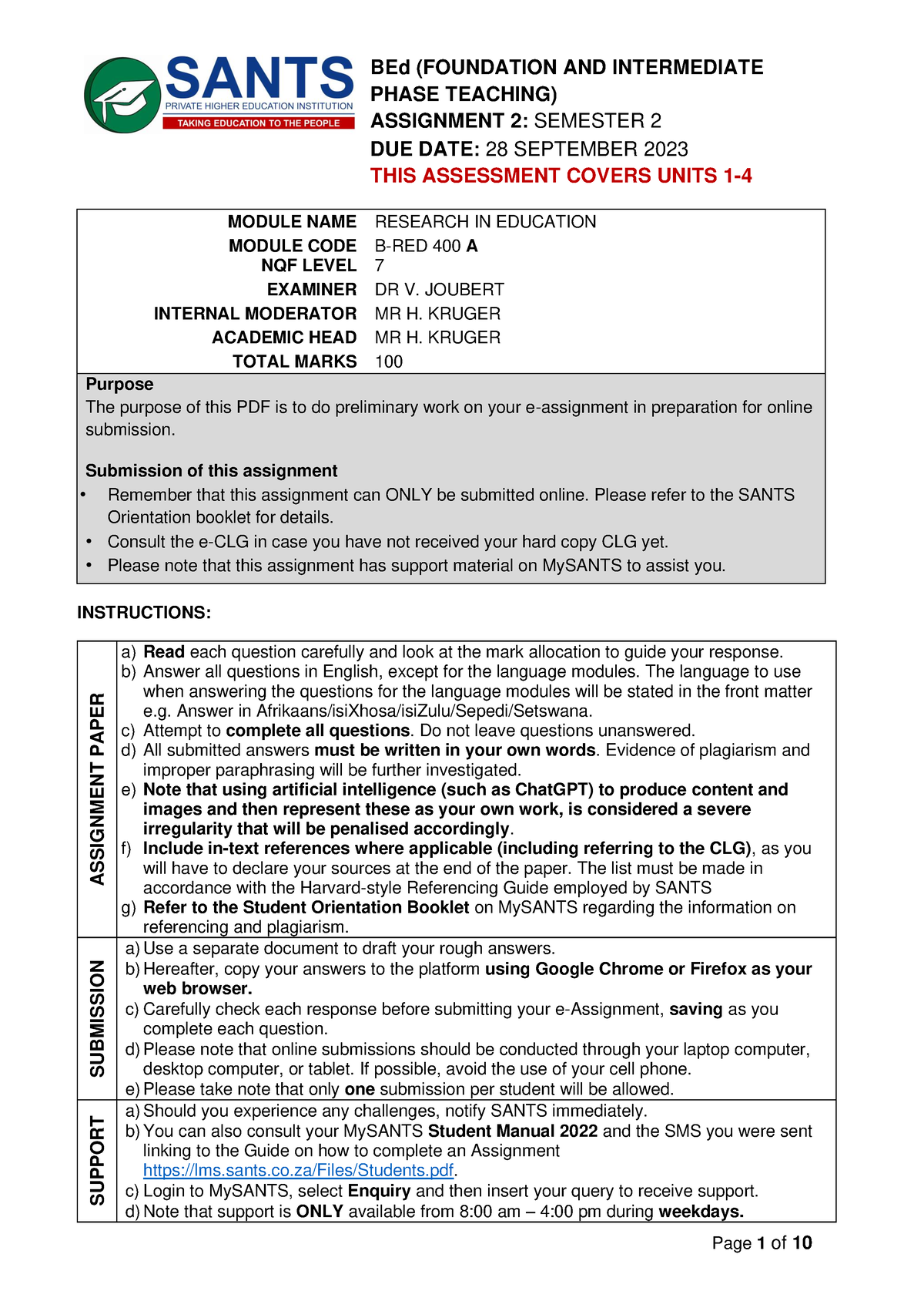 assignment method bed notes