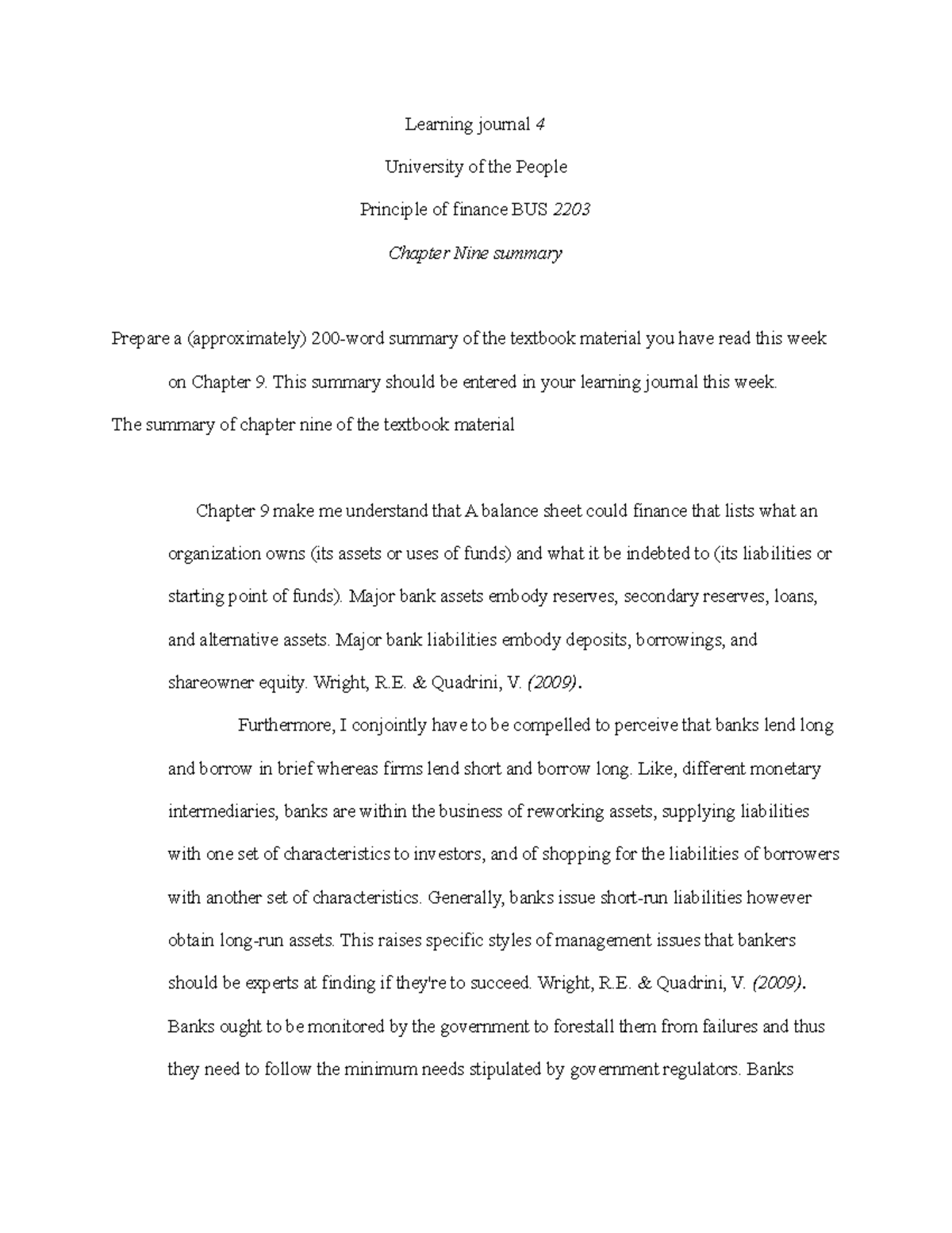 Learning Journal Unit 4 2203 Learning Journal 4 University Of The