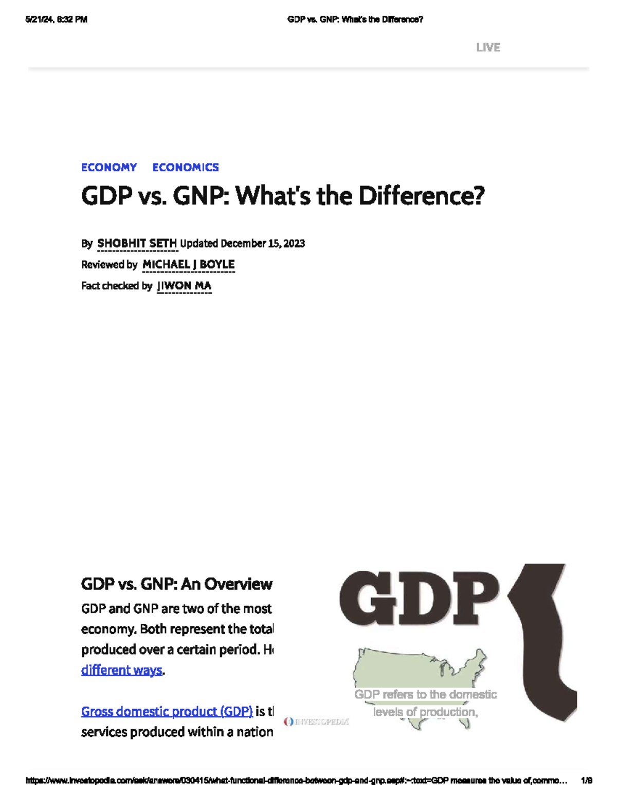 GDP&GNP - VERY USEFUL - 6:32 PM GDP VS. GNP: the Difference? LIVE ...