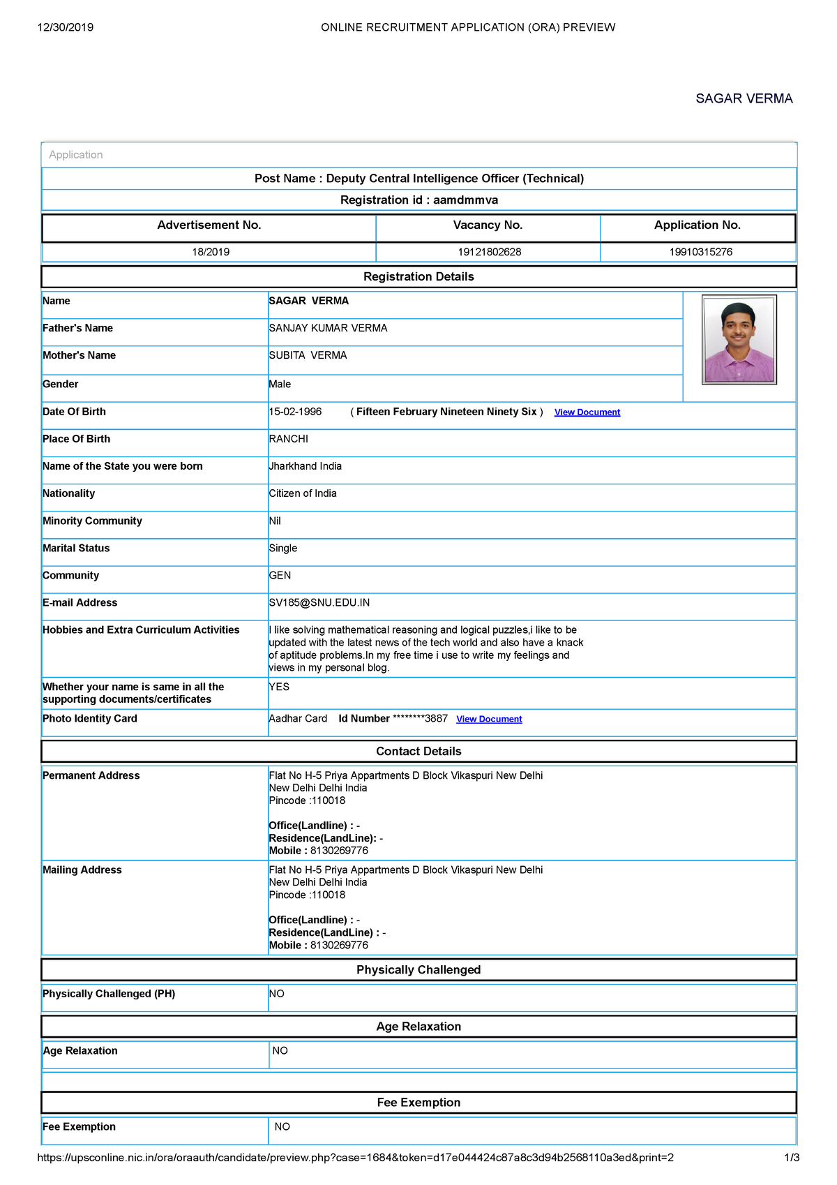 Online Recruitment Application (ORA) Preview - 12/30/2019 ONLINE ...