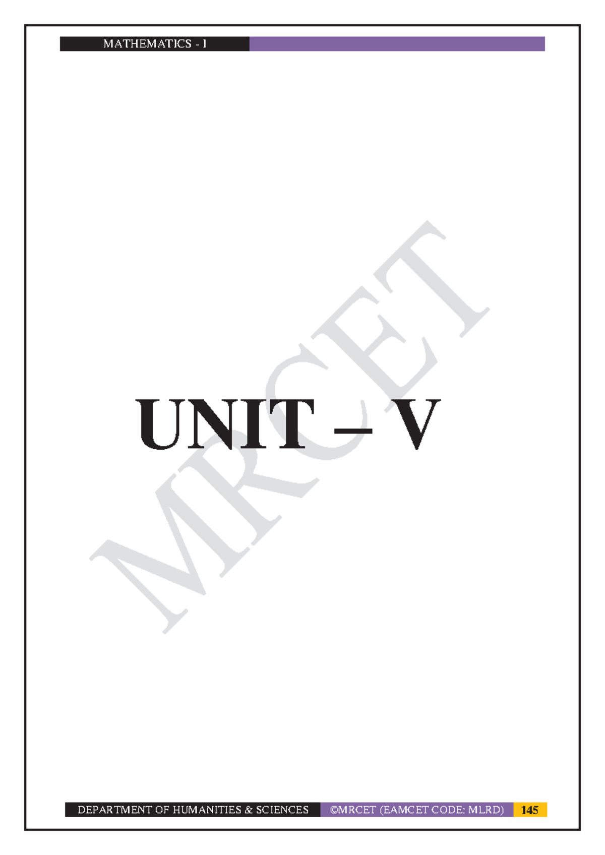 M3 R20 - UNIT-5 - Good notes - UNIT – V DIFFERENTIAL EQUATIONS OF ...