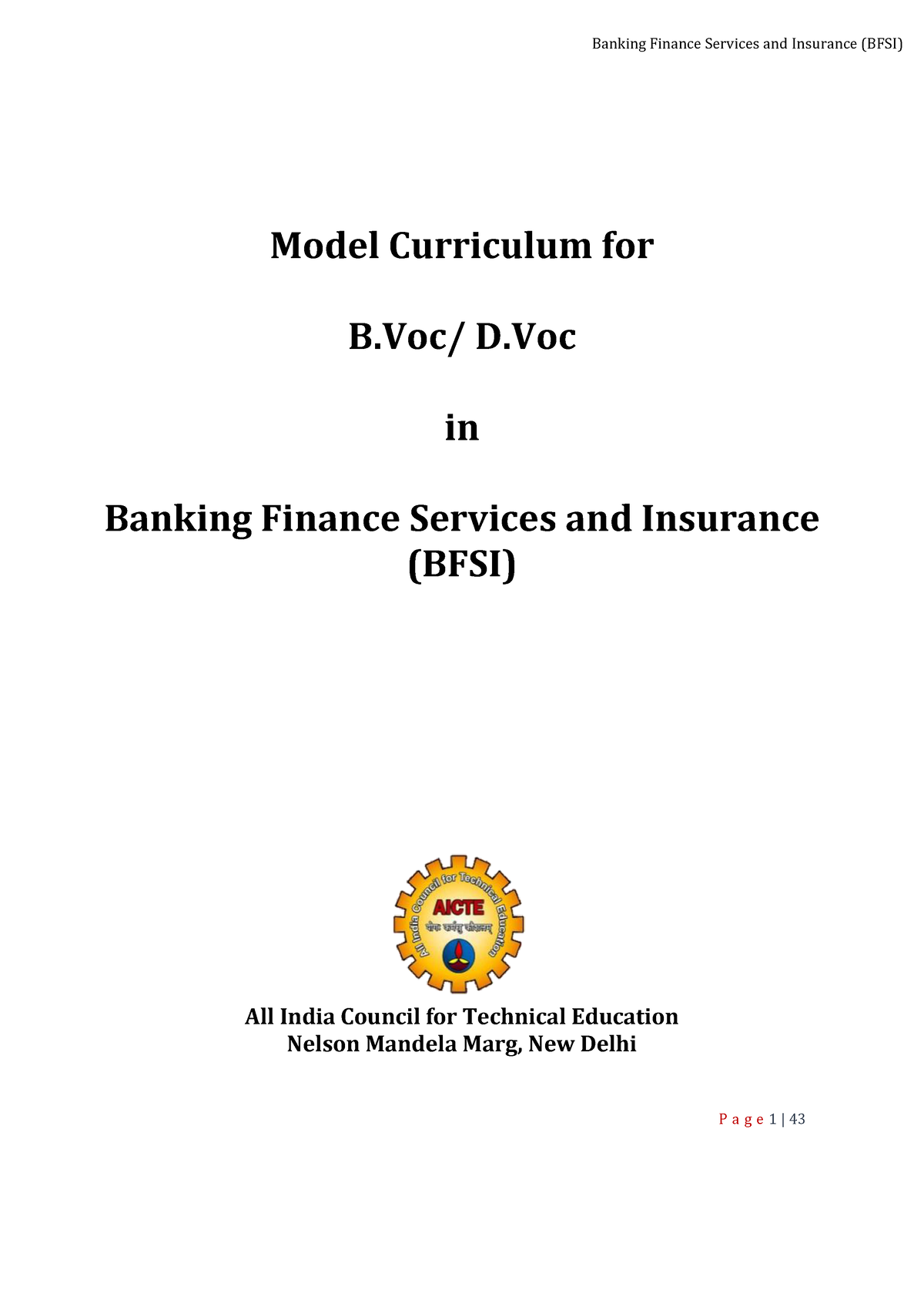 BFSI - Download - Model Curriculum For B/ D In Banking Finance Services ...