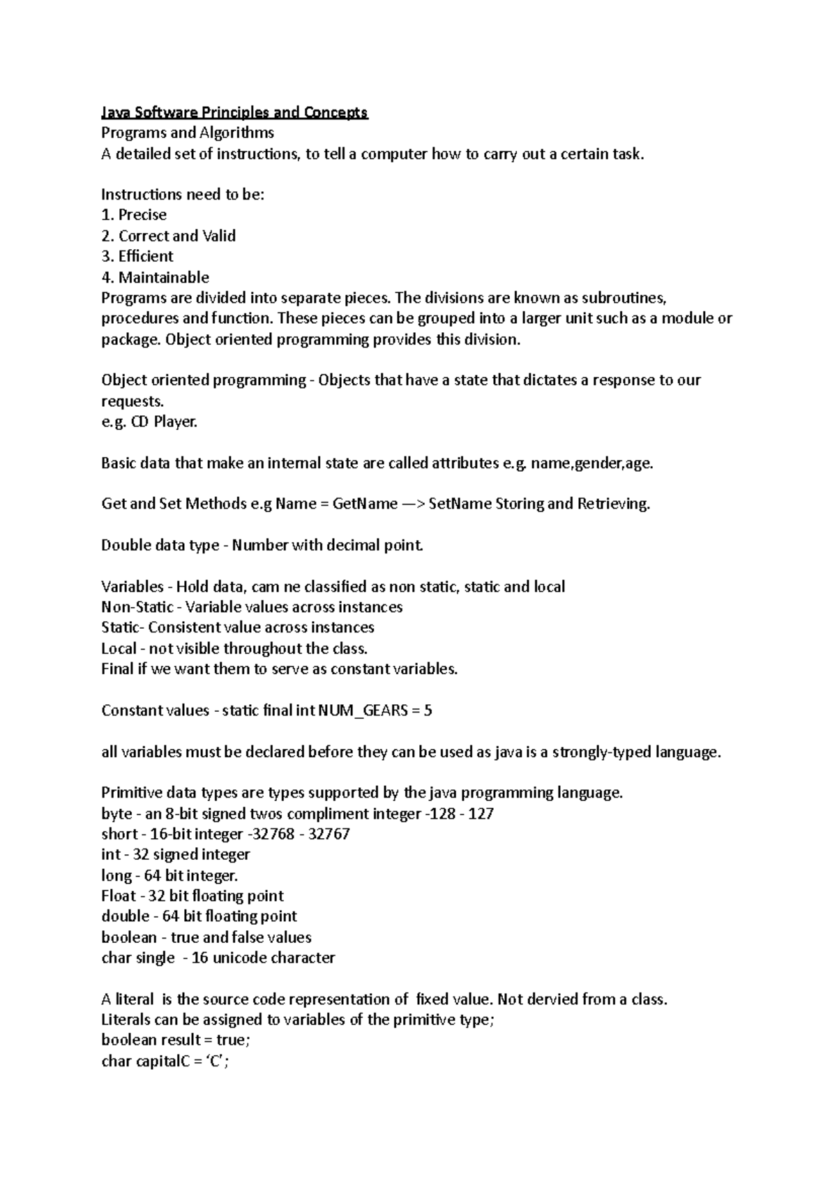 Java Software Principles and Concepts - Java Software Principles and ...