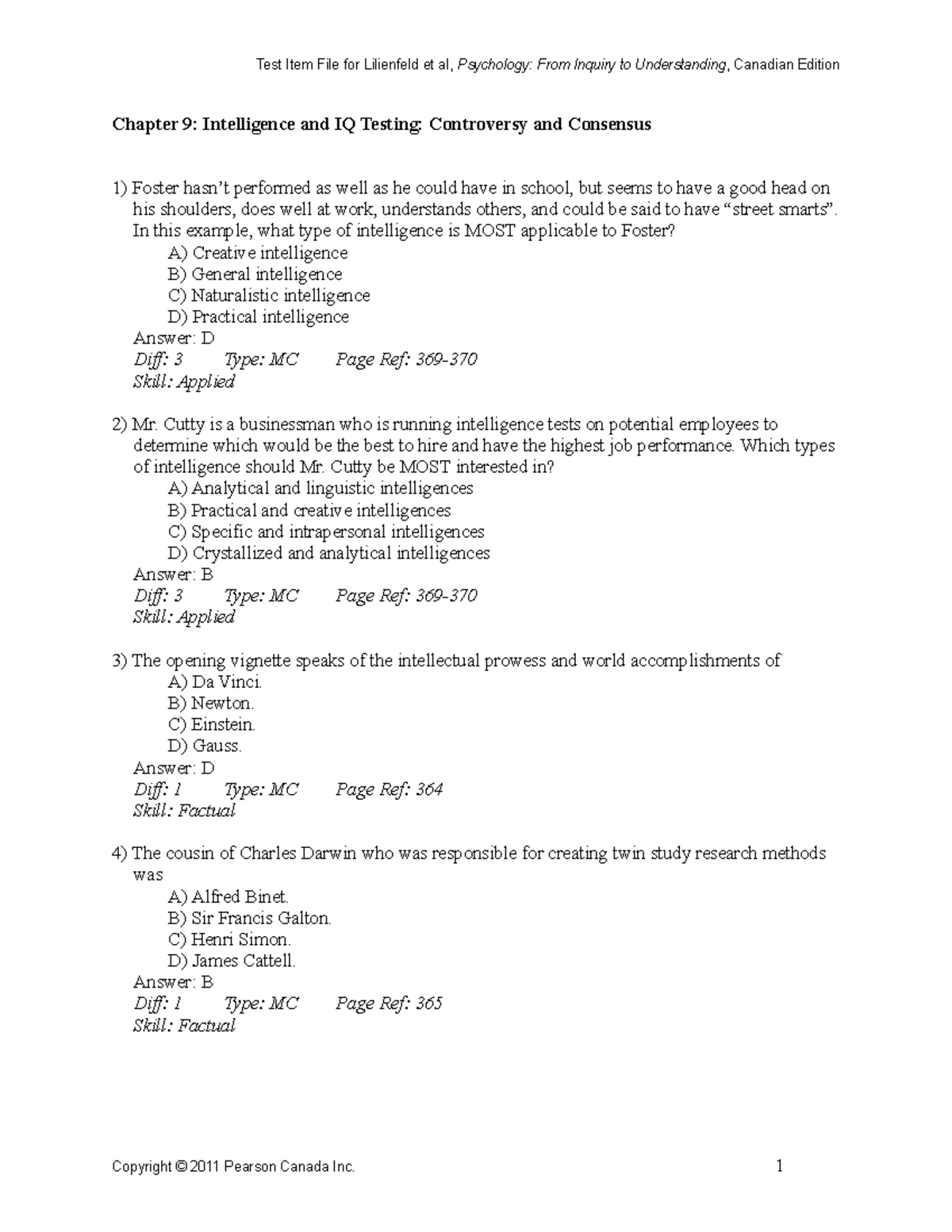 Samplepractice Exam 2017 Questions And Answers Test Item File For Lilienfeld Et Al 3040