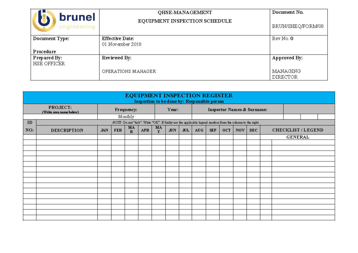 06- Equipment Inspection Register Template - Monthly - Rev.00 ...