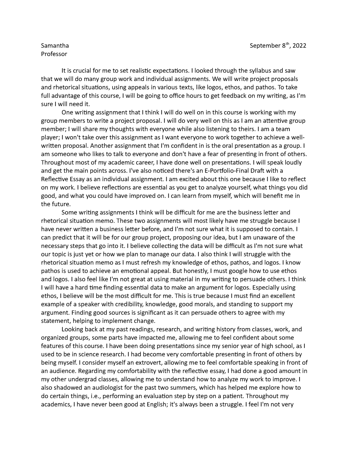 reflection essay 2022