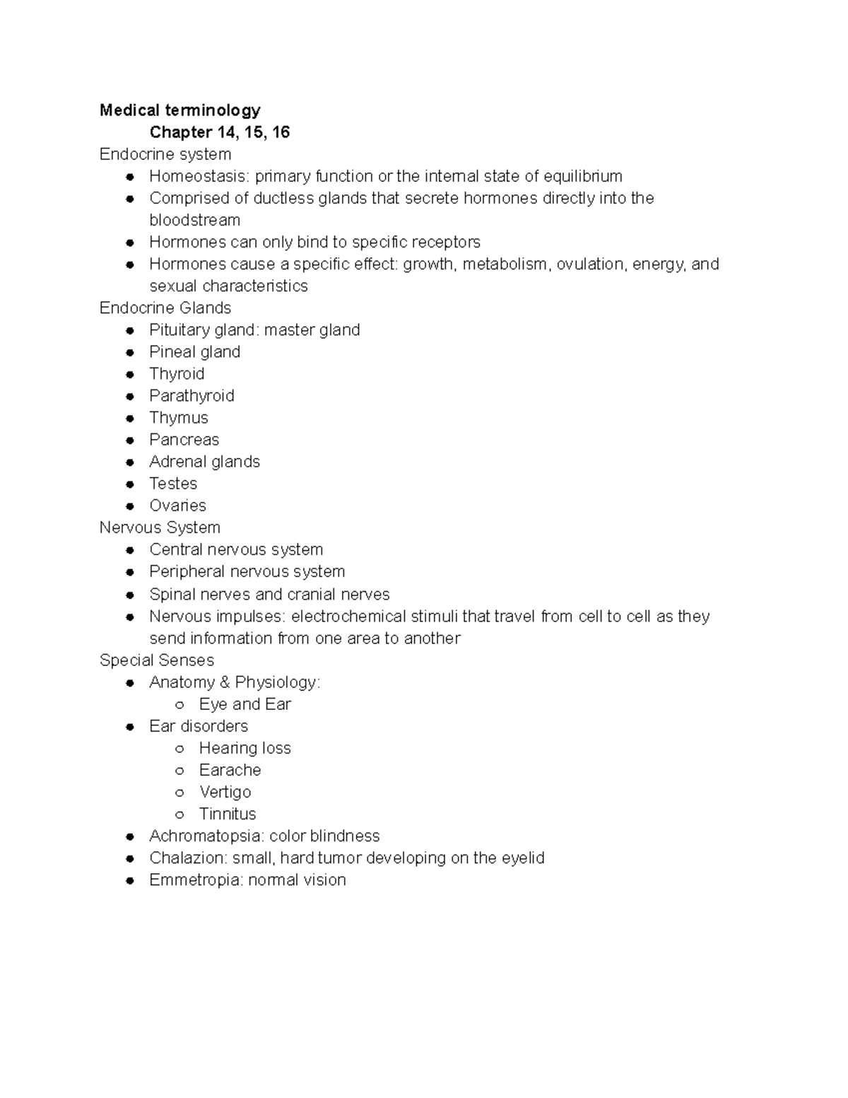 medical terminology chapter 15 assignment