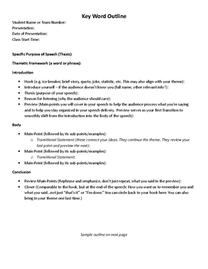 Key-Word-Outline - Outline - Key Word Outline Student Name or Team ...