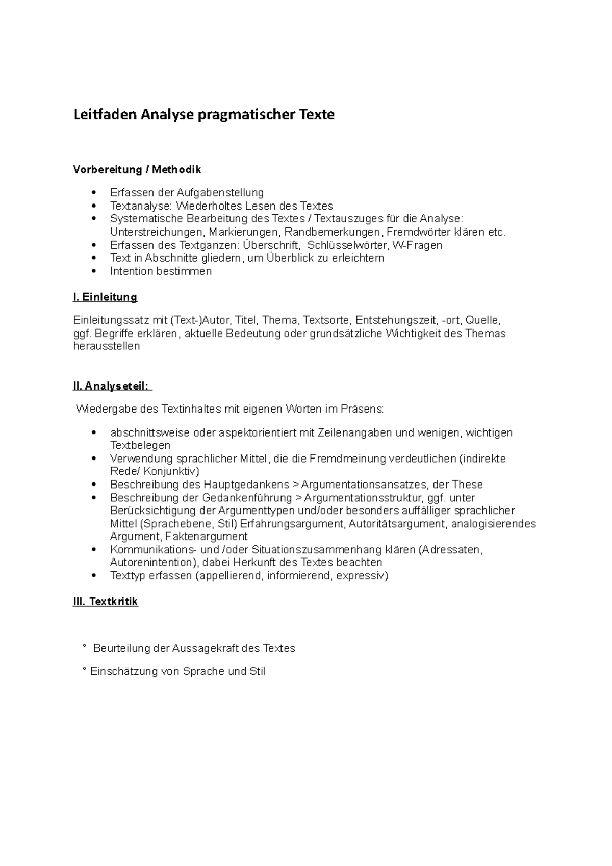 Was Ist Ein Pragmatischer Text Leitfaden Analyse pragmatischer Texte - Leitfaden Analyse pragmatischer