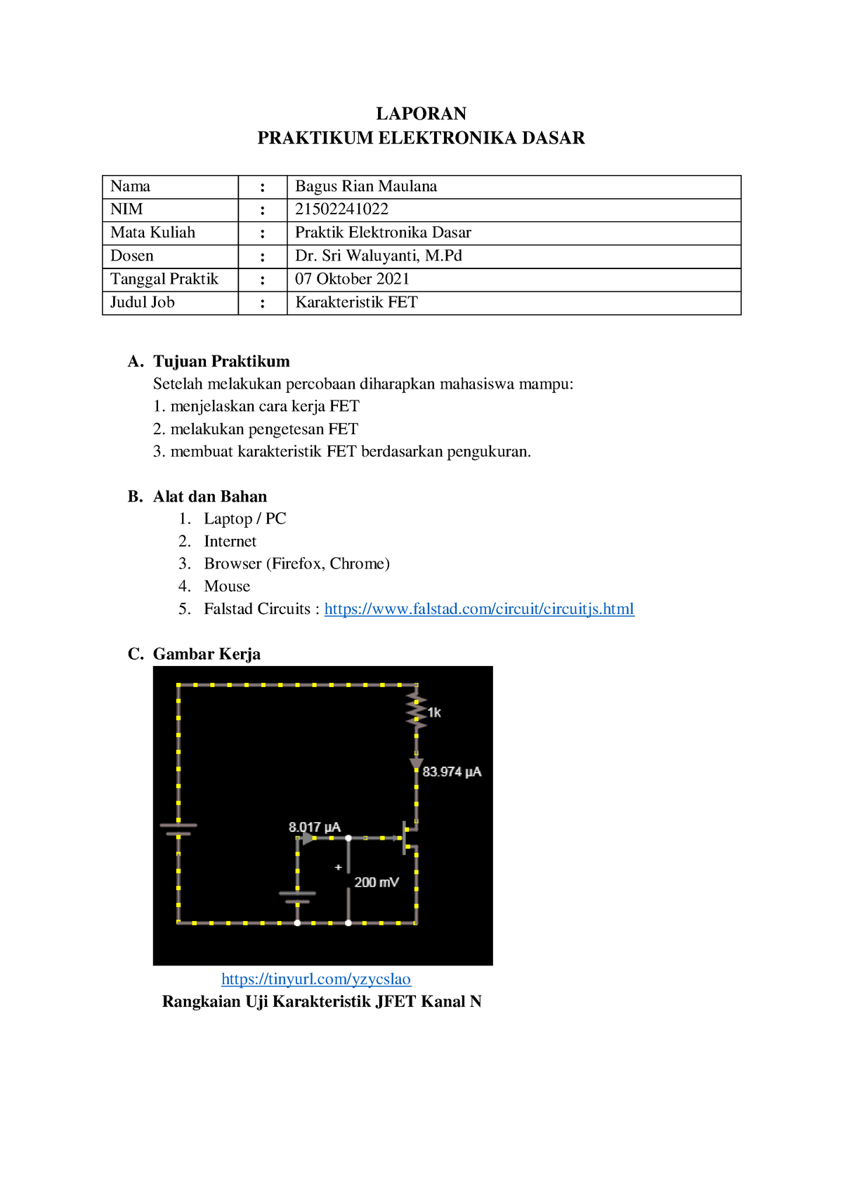 Laporan Praktikum Elektronika Dasar Job 6 - LAPORAN PRAKTIKUM ...