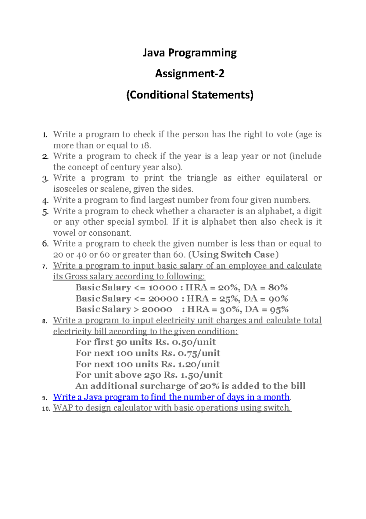 what are assignment statements in java