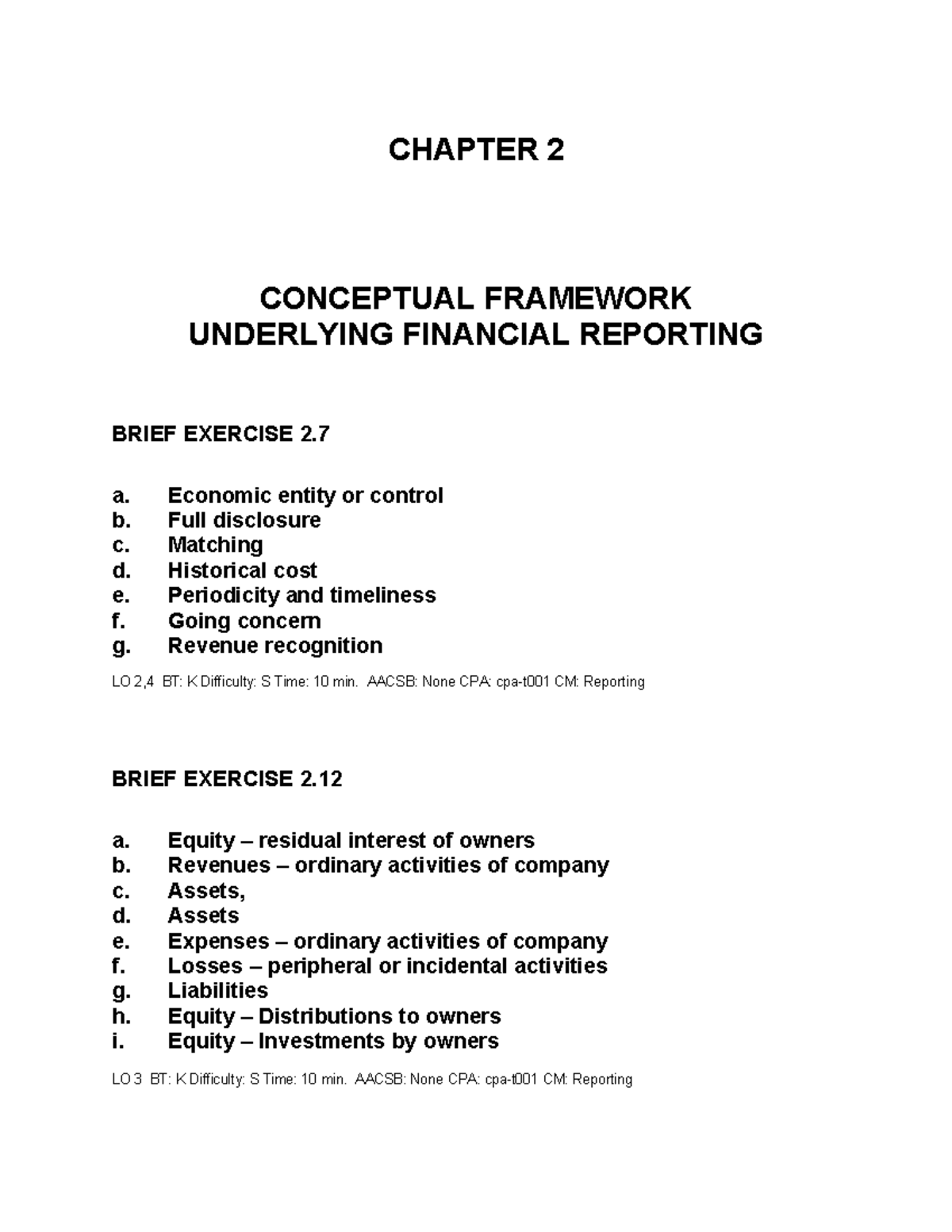 Chapter 2 BE And Exercise Solutions - CHAPTER 2 CONCEPTUAL FRAMEWORK ...