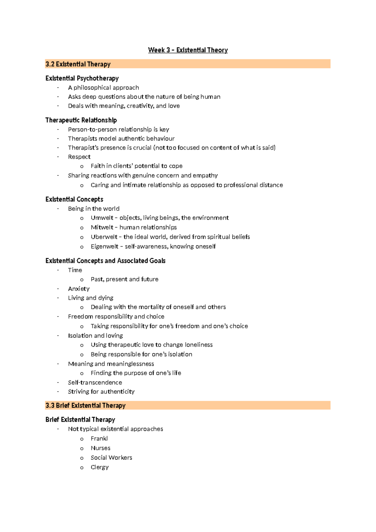 Existential Theory Notes - Week 3 – Existential Theory 3 Existential ...