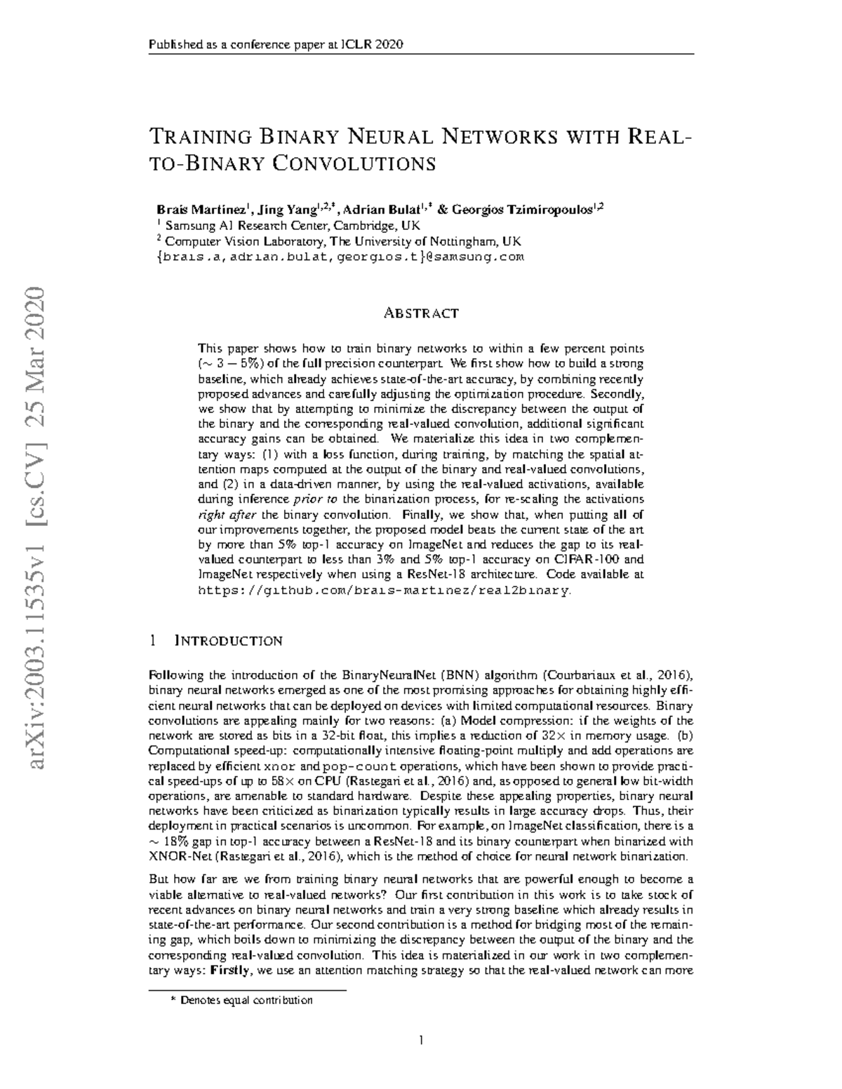 Training binary nn with real-to binary conv - TRAINING BINARY NEURAL ...