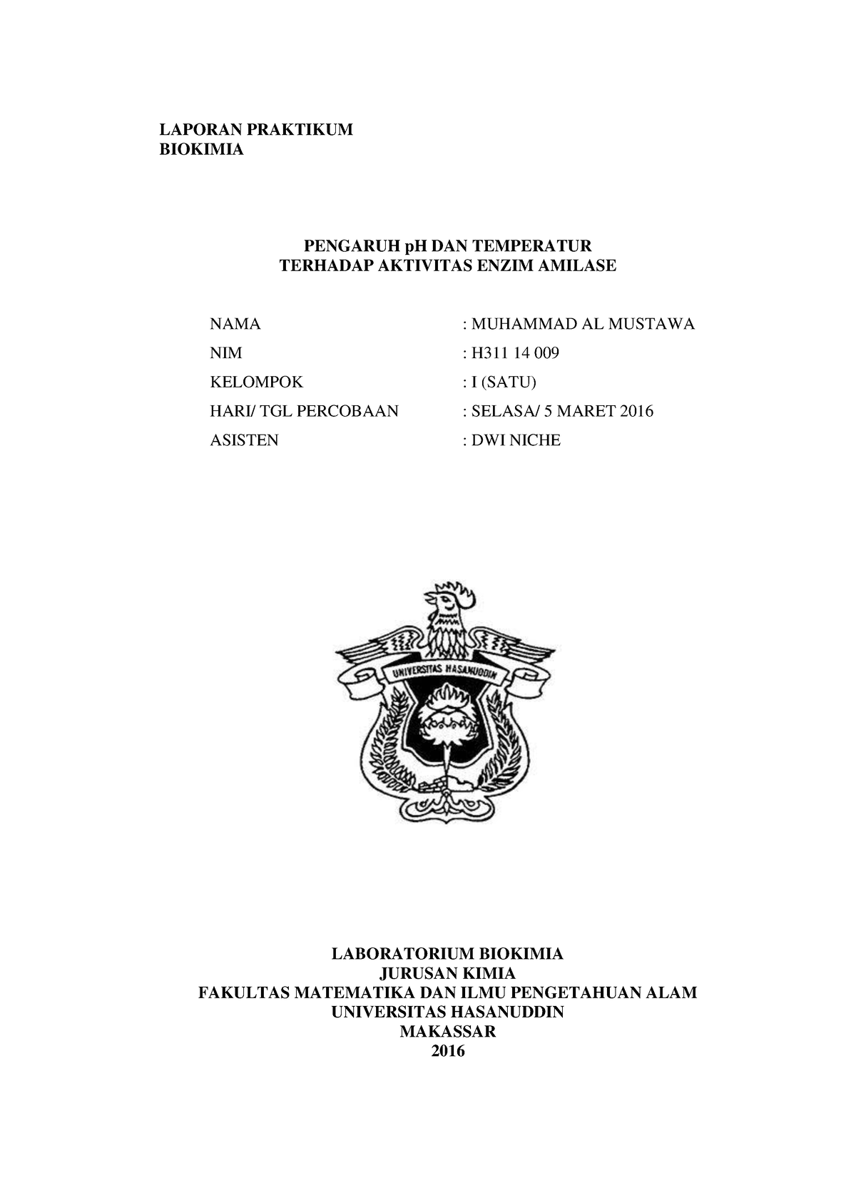 Pengaruh P H An Temperatur Terhadap Aktivitas Enzim Amilase LAPORAN