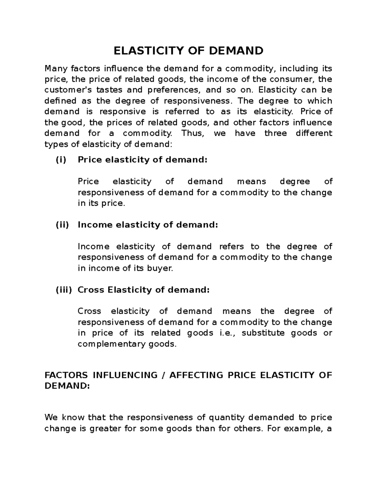 what factors affect elasticity of demand