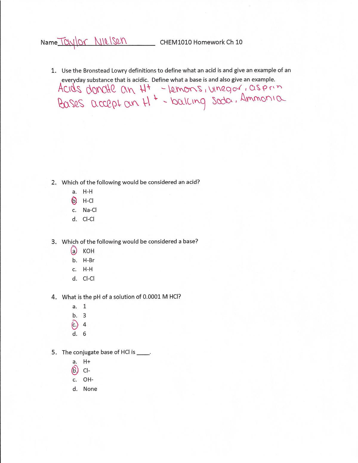 Homework 10 - CHEM 1010 - Studocu