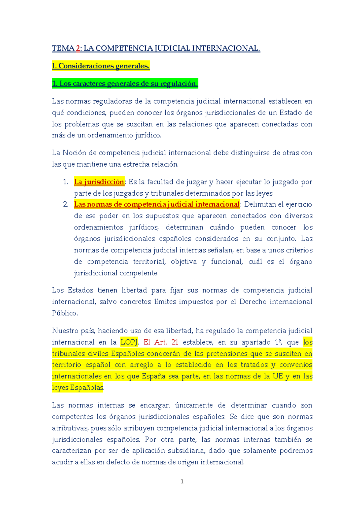 TEMA 2 LA Competencia Judicial Internacional - TEMA 2 : LA COMPETENCIA ...