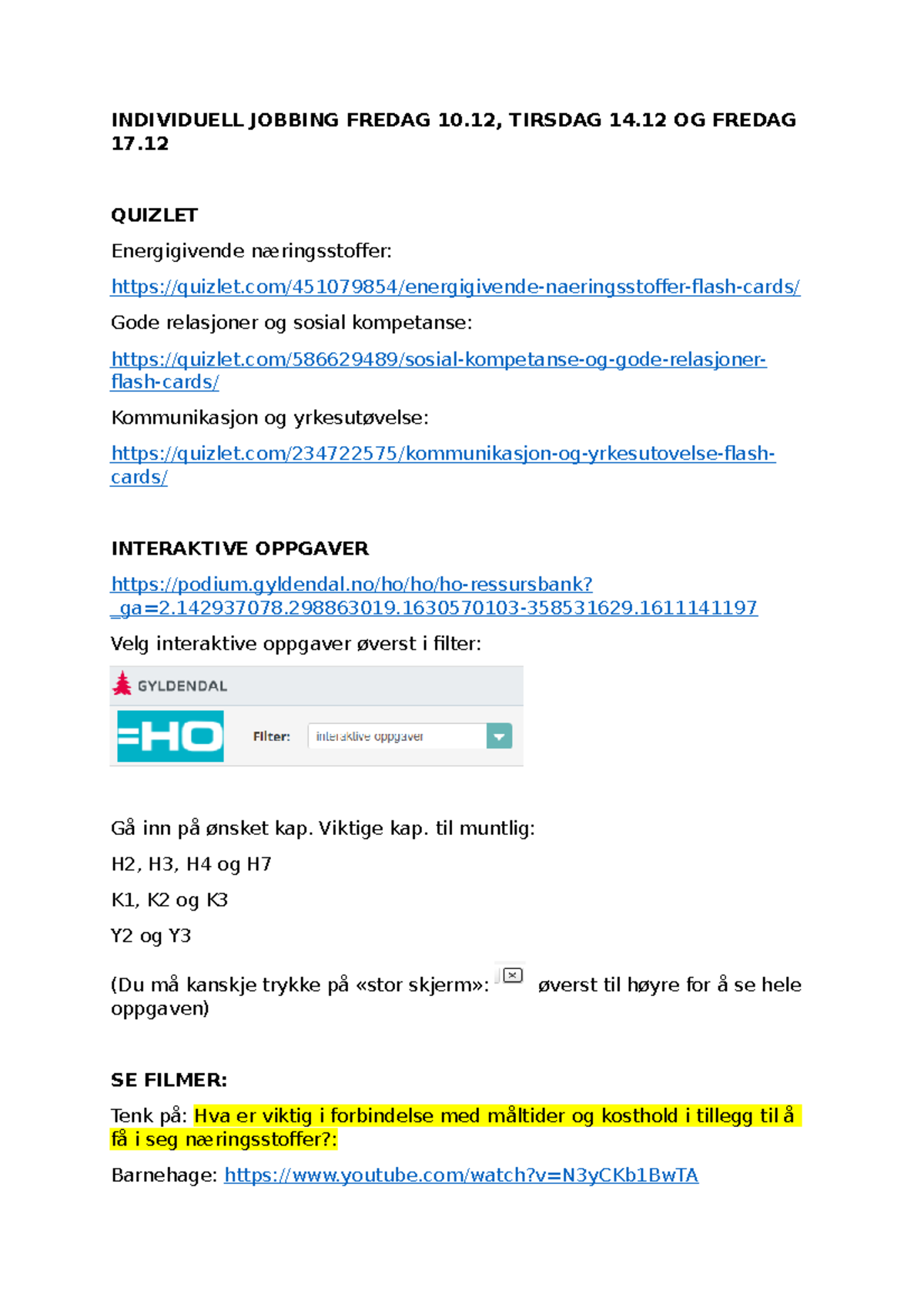 Individuell Jobbing til muntlig - INDIVIDUELL JOBBING FREDAG 10 ...