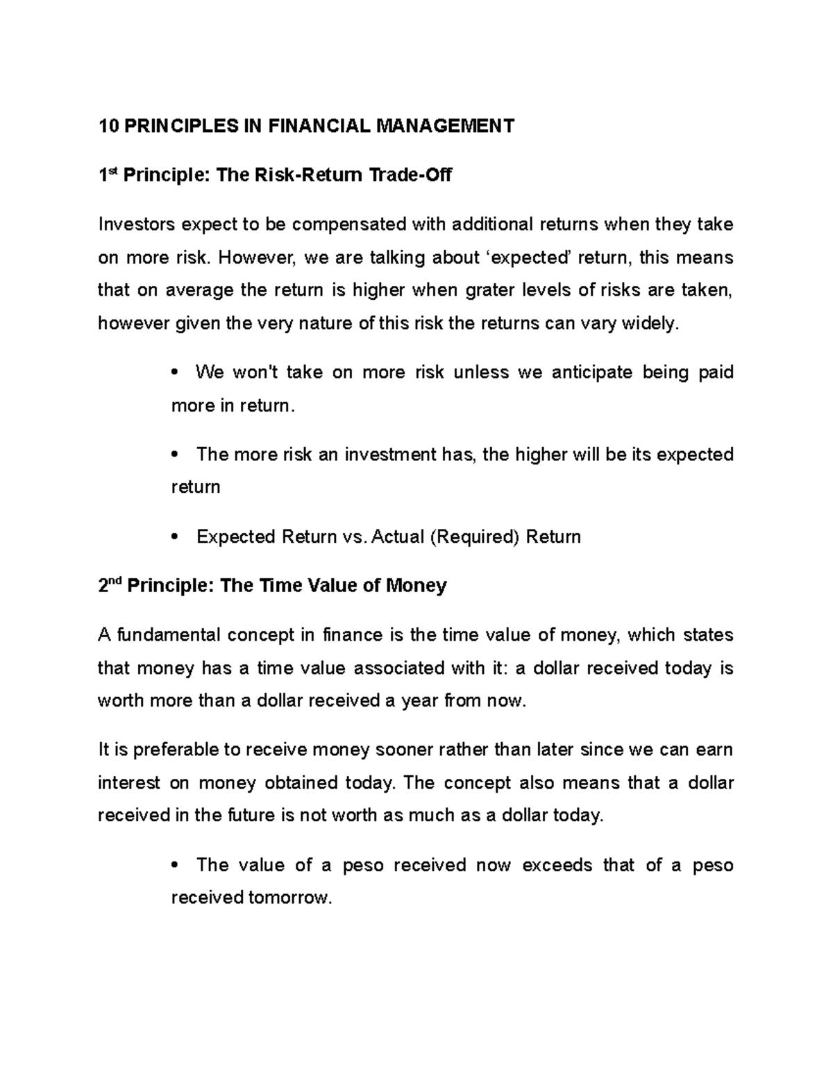 10 Principles IN Financial Management - 10 PRINCIPLES IN FINANCIAL ...