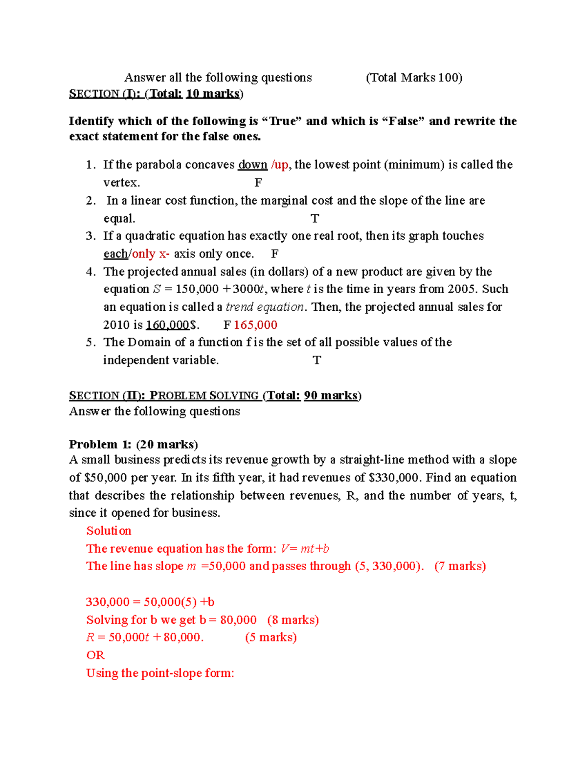 MA mid 112 Fall 2020 - math - Answer all the following questions (Total ...