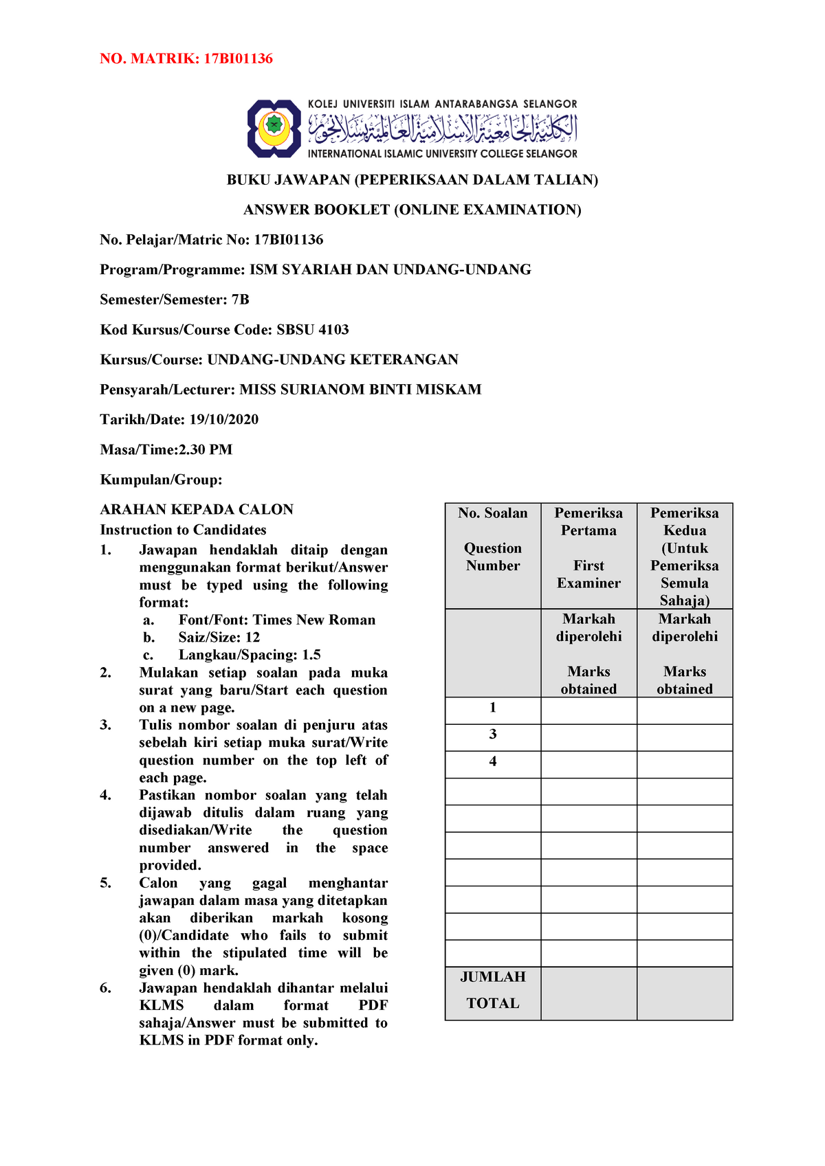 17BI01136-UU Keterangan - BUKU JAWAPAN (PEPERIKSAAN DALAM TALIAN ...