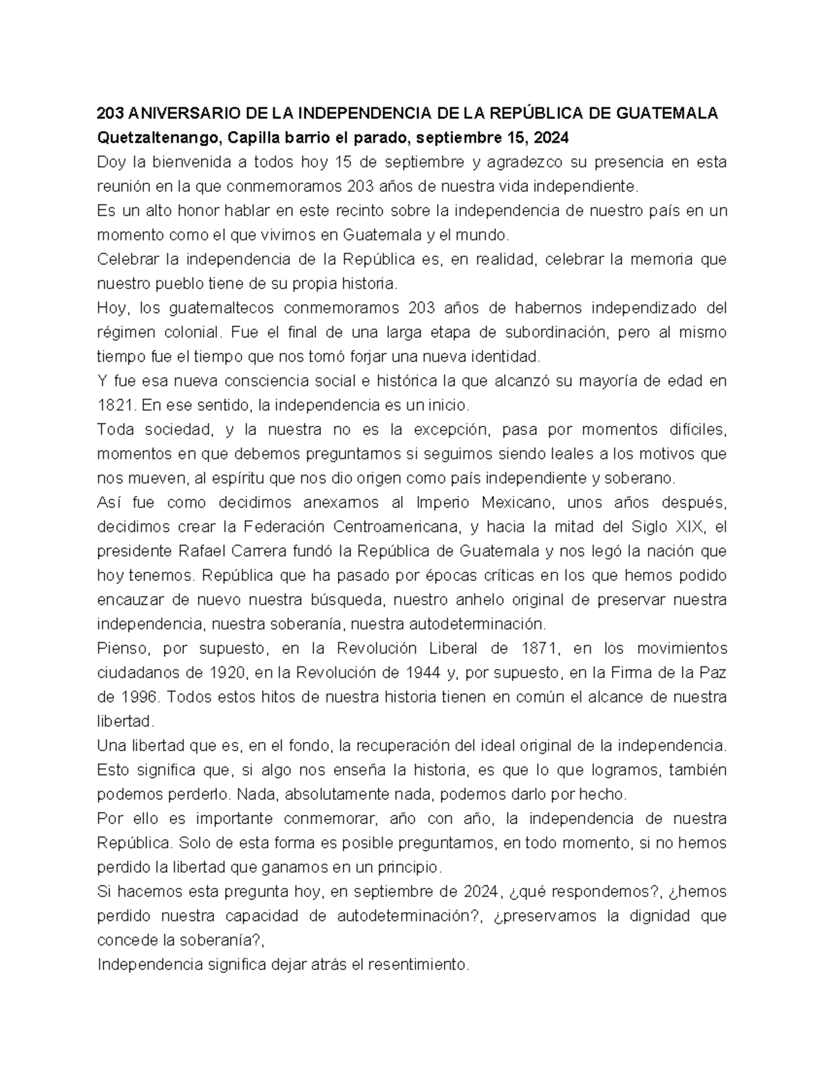 203 Aniversario DE LA Independencia DE LA República DE Guatemala - 203 ...