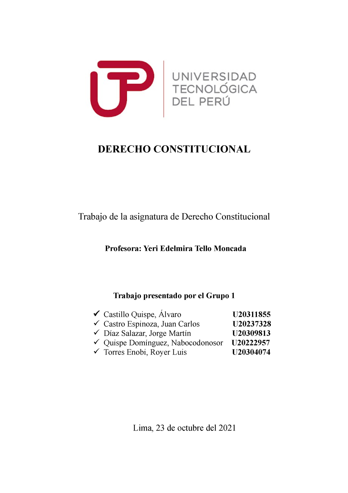 Derecho Constitucional Semana 2-1 - DERECHO CONSTITUCIONAL Trabajo De ...