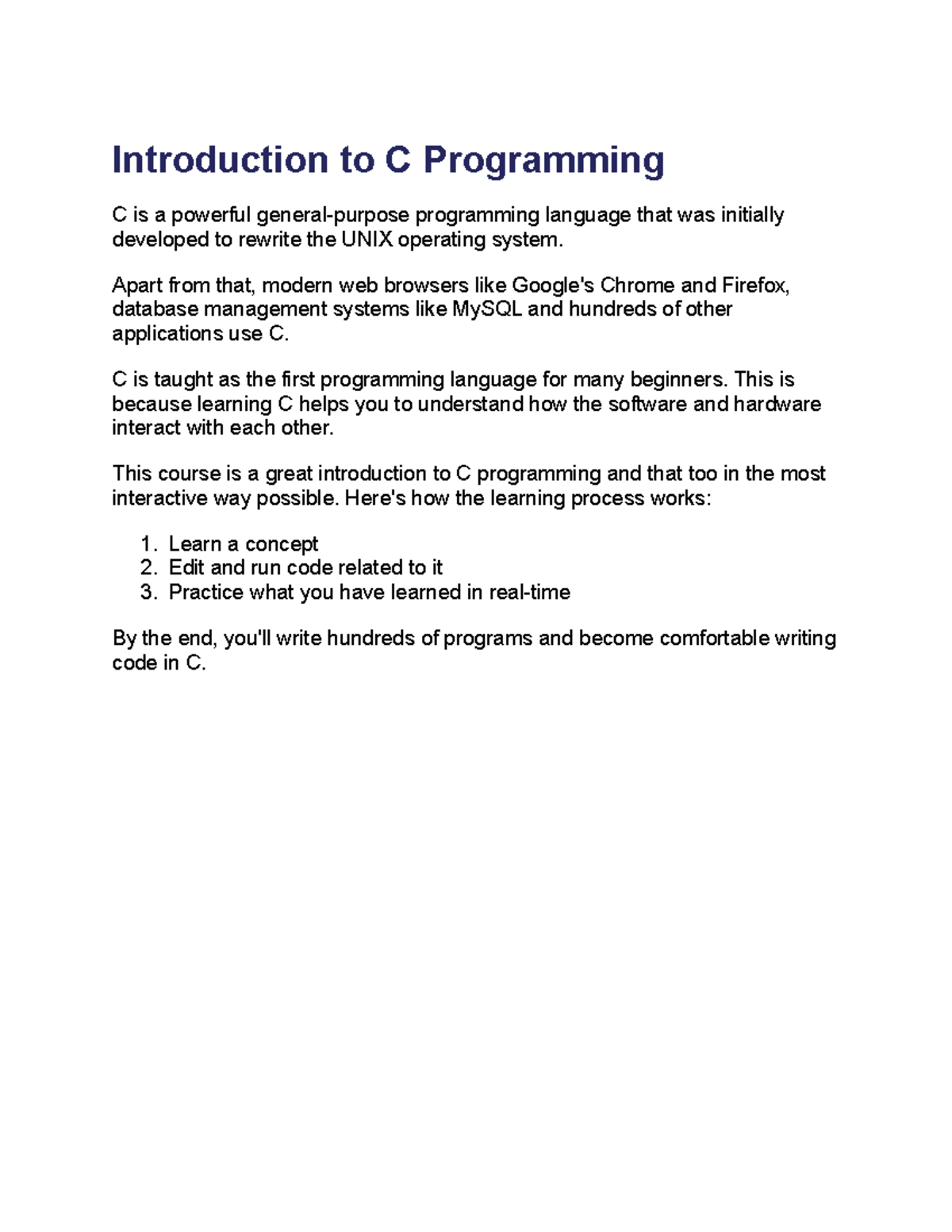 Introduction to C Programming - Apart from that, modern web browsers ...