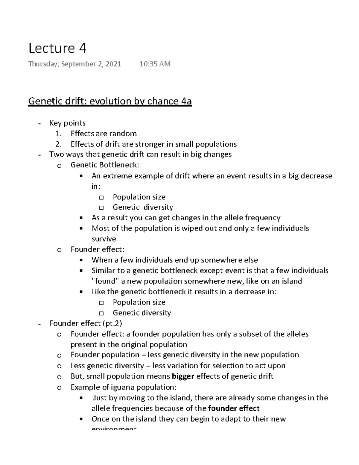 Biol lecture 4. lecture notes - Biol 115 - McGill - Studocu