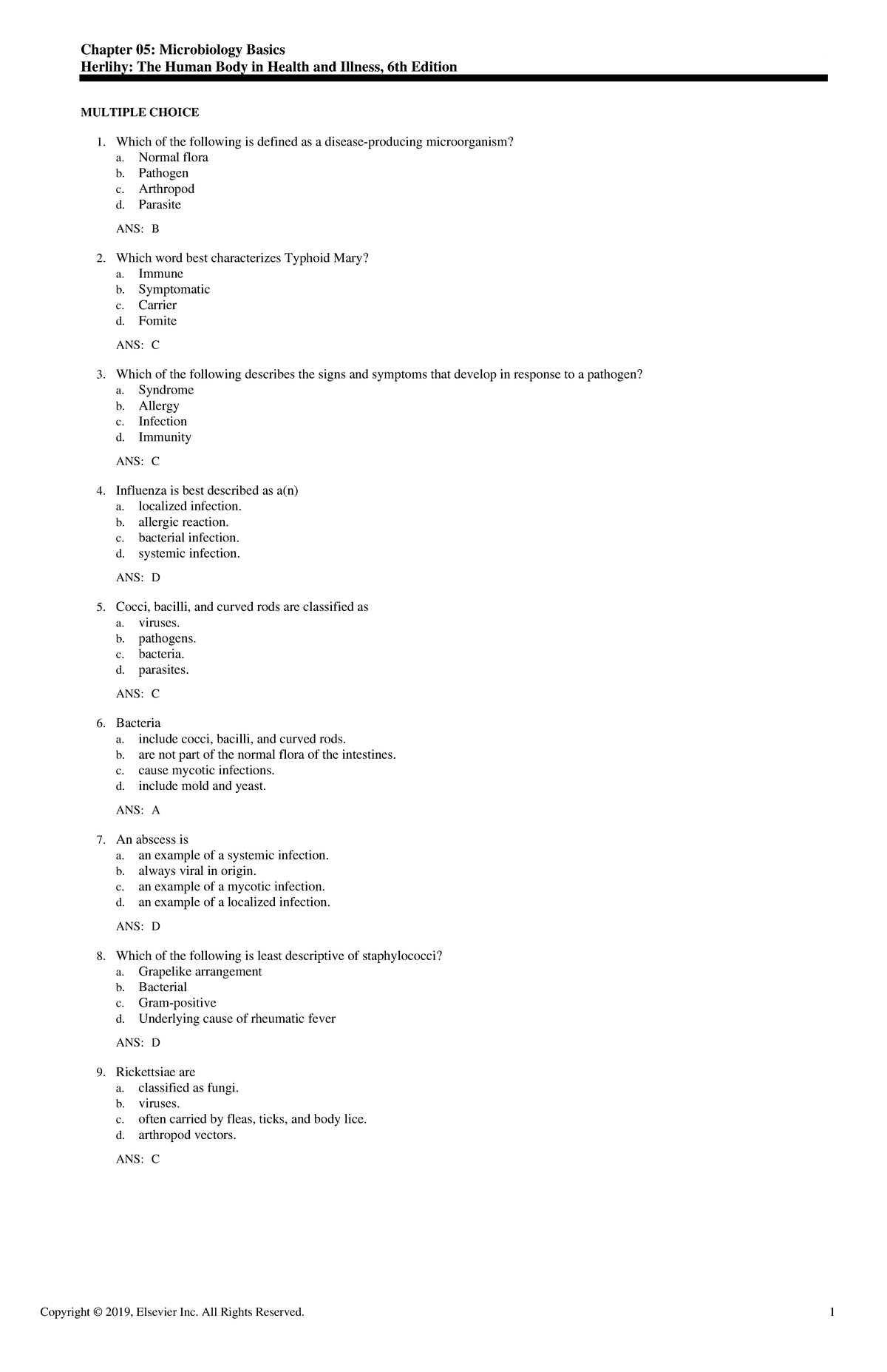 Exam View - Chapter 05 - Yss - Chapter 05: Microbiology Basics Herlihy ...