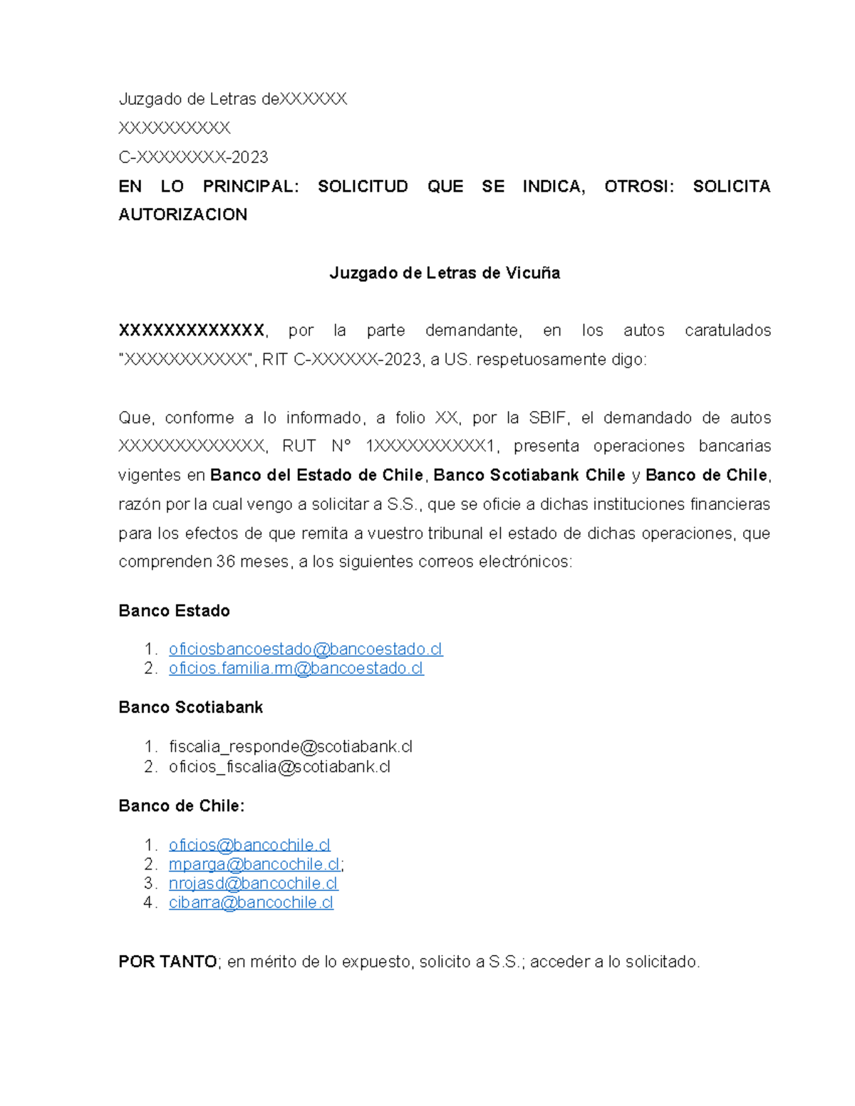 Solicitud Oficios JS - Juzgado de Letras deXXXXXX XXXXXXXXXX C-XXXXXXXX ...