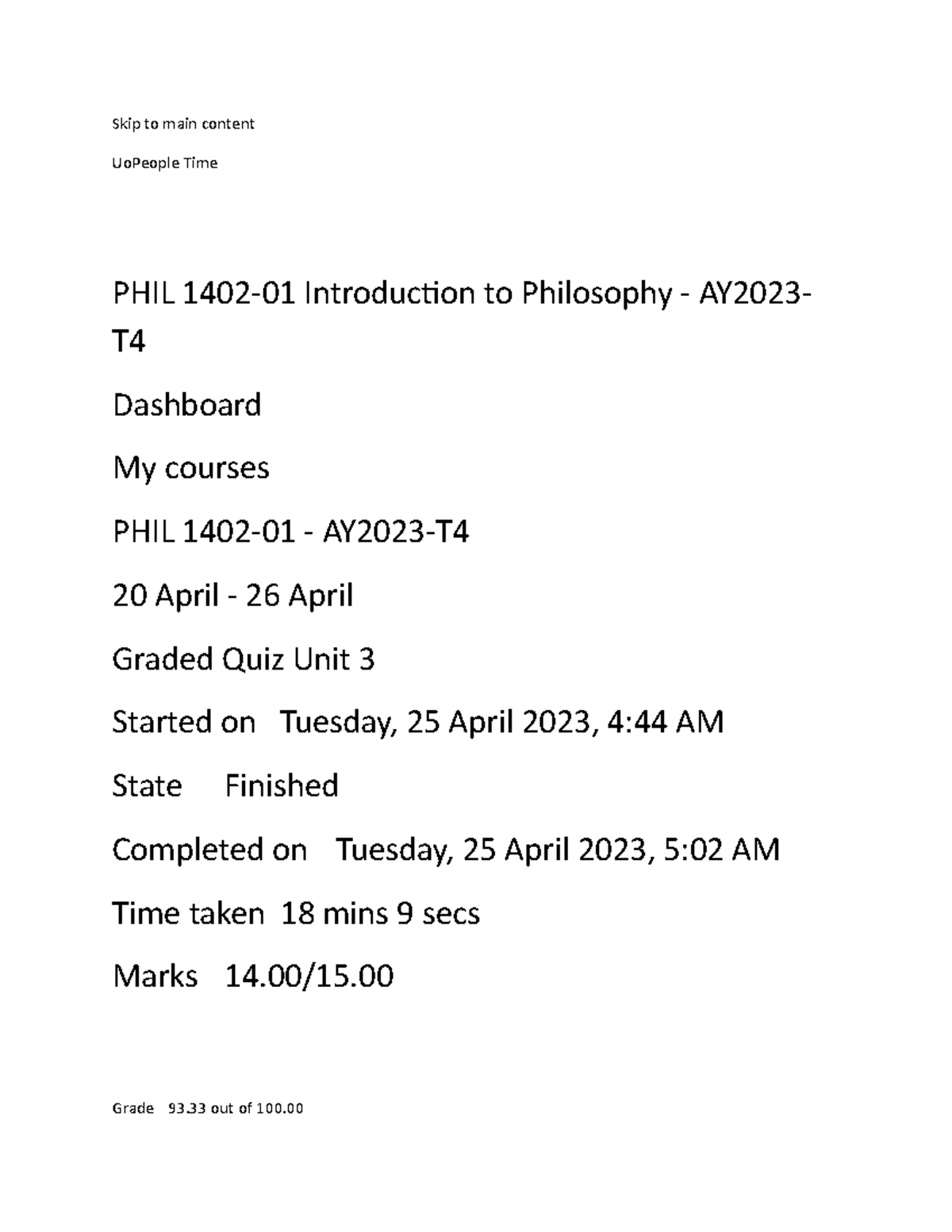 Graded Quiz Unit 3 PHIL 1402-01 Introduction To Philosophy - AY2023-T4 ...