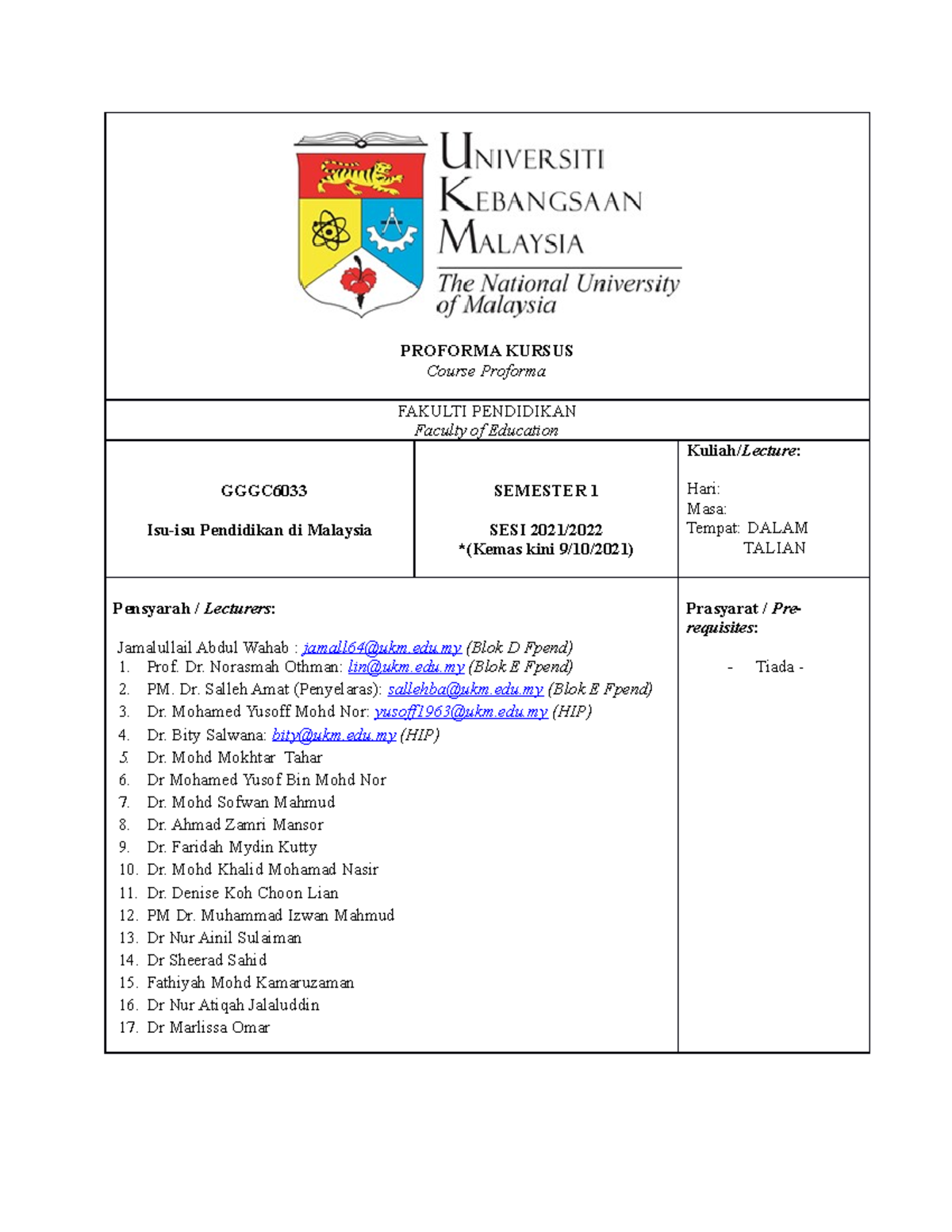 Proforma GC6033 SEM 2 SESI 2021 2022 ISU Eksekutif MAC 2022 3 ...