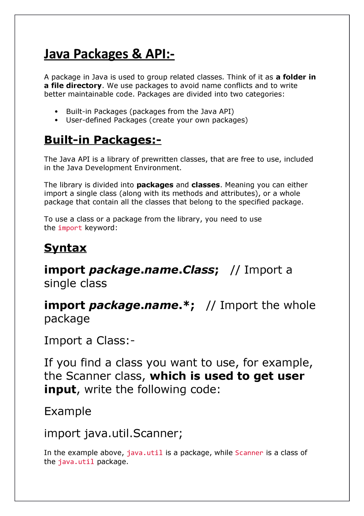 Java Packages Think Of It As A Folder In A File Directory We Use 