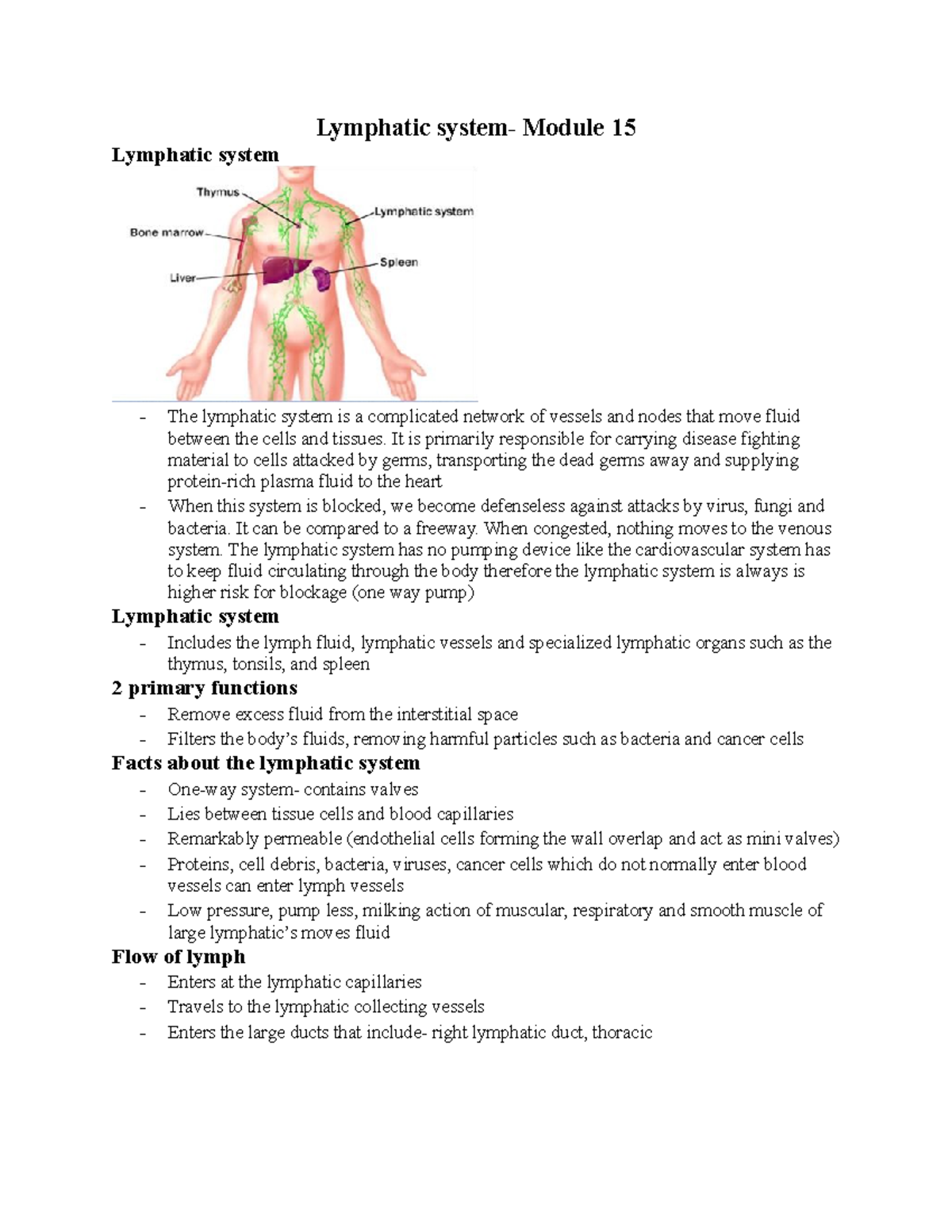 Lymphatic system- Module 15 - It is primarily responsible for carrying ...