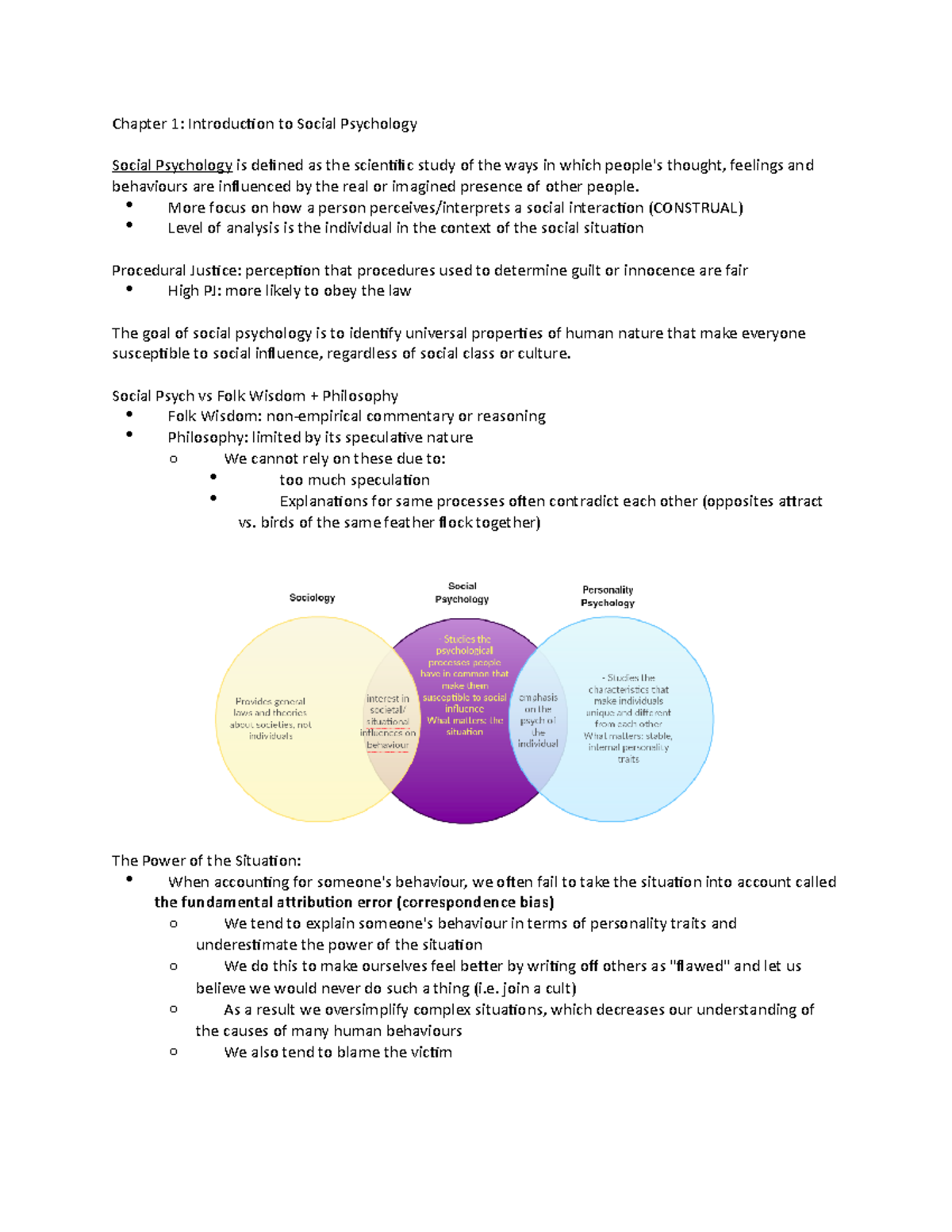 Psych Midterm Study Guide - Chapter 1: Introduction To Social ...